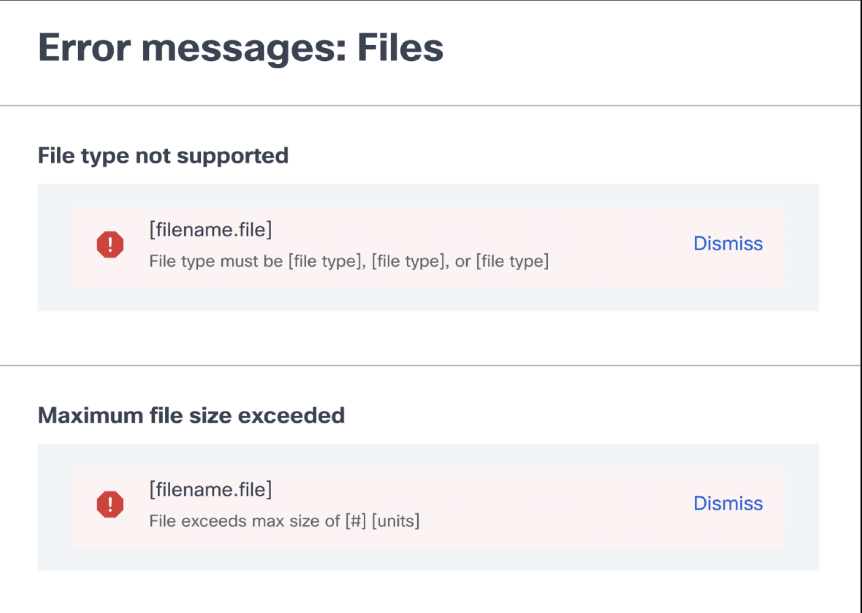 Error message template