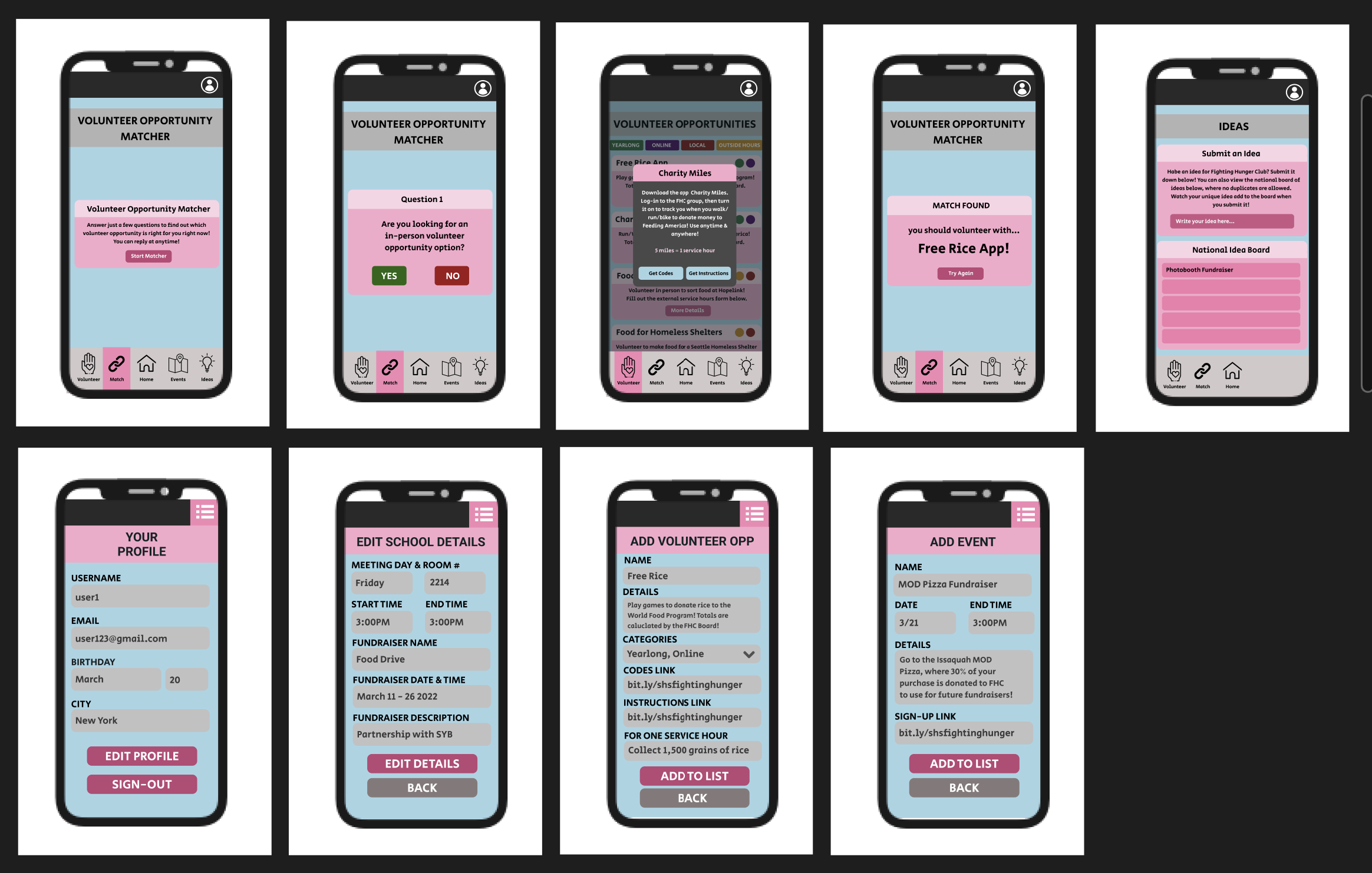 Fighting Hunger Club UI