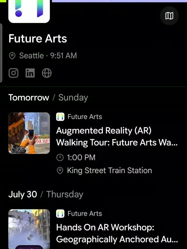 👟Come out for walking tours of Future Arts Way🛶

Sunday July 26 [Seattle Art Fair Edition]

Meeting at 12:30 in front of @seattleartfair Seattle Art Fair, we will walk over to the South Trailhead of Future Arts Way and begin at King Street Station 