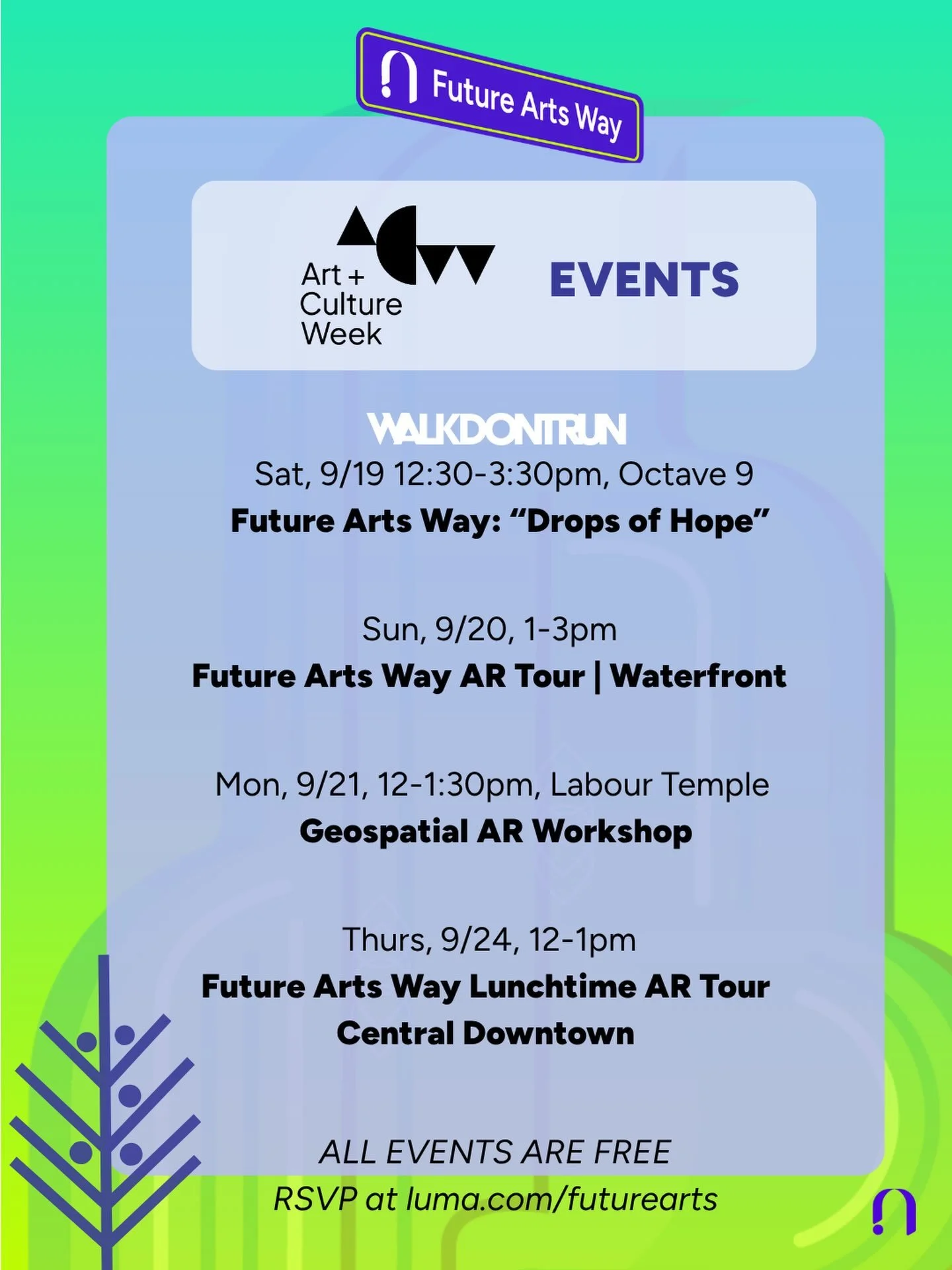 Future Arts is excited to participate in @artandcultureweek with 4 events as part of Future Arts Way program for 2026!

🌱Saturday we are part of @walkdontrun_sea , not only all over downtown where the path overlaps our AR Walk, but as a special scre