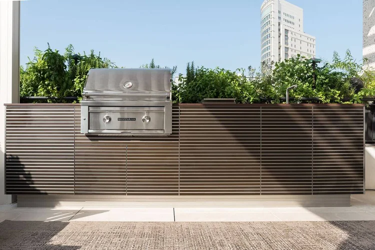 View of Contemporary Outdoor Kitchen on Penthouse Roof | Outopia Living