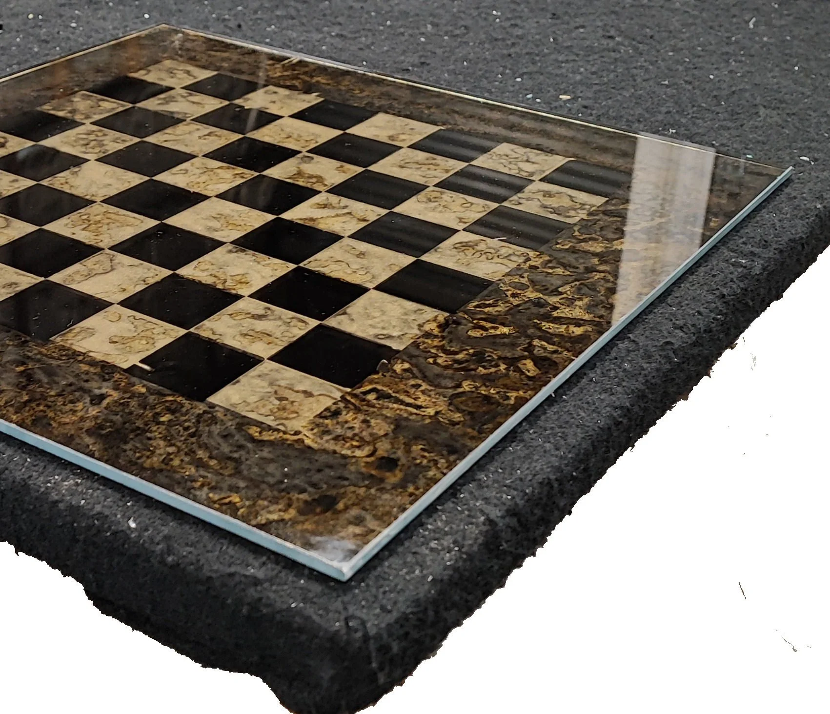 Tiger's Eye Mirrored Chess Board