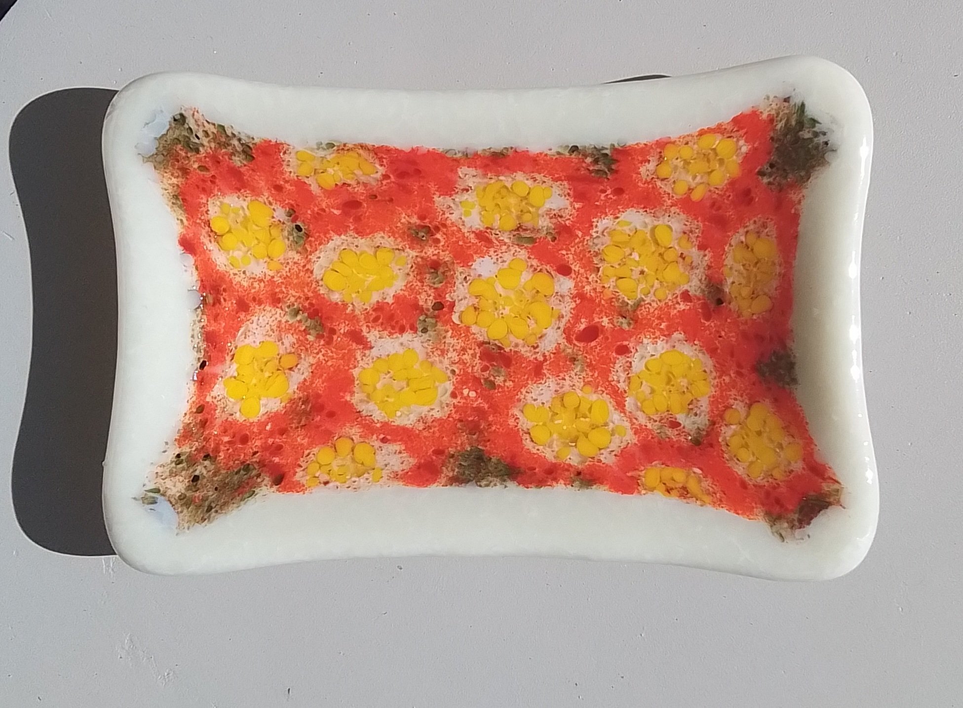 Flowers by Gillian Jones
Size: 10cm  x 6cm x 15cm
Not For Sale
Social Media:
FB glasskiwi
Instagram glasskiwilady
Artist bio:
My glass fusing journey started in 2019, it has turned into a joy and a passion. I have gained knowledge, experience and s