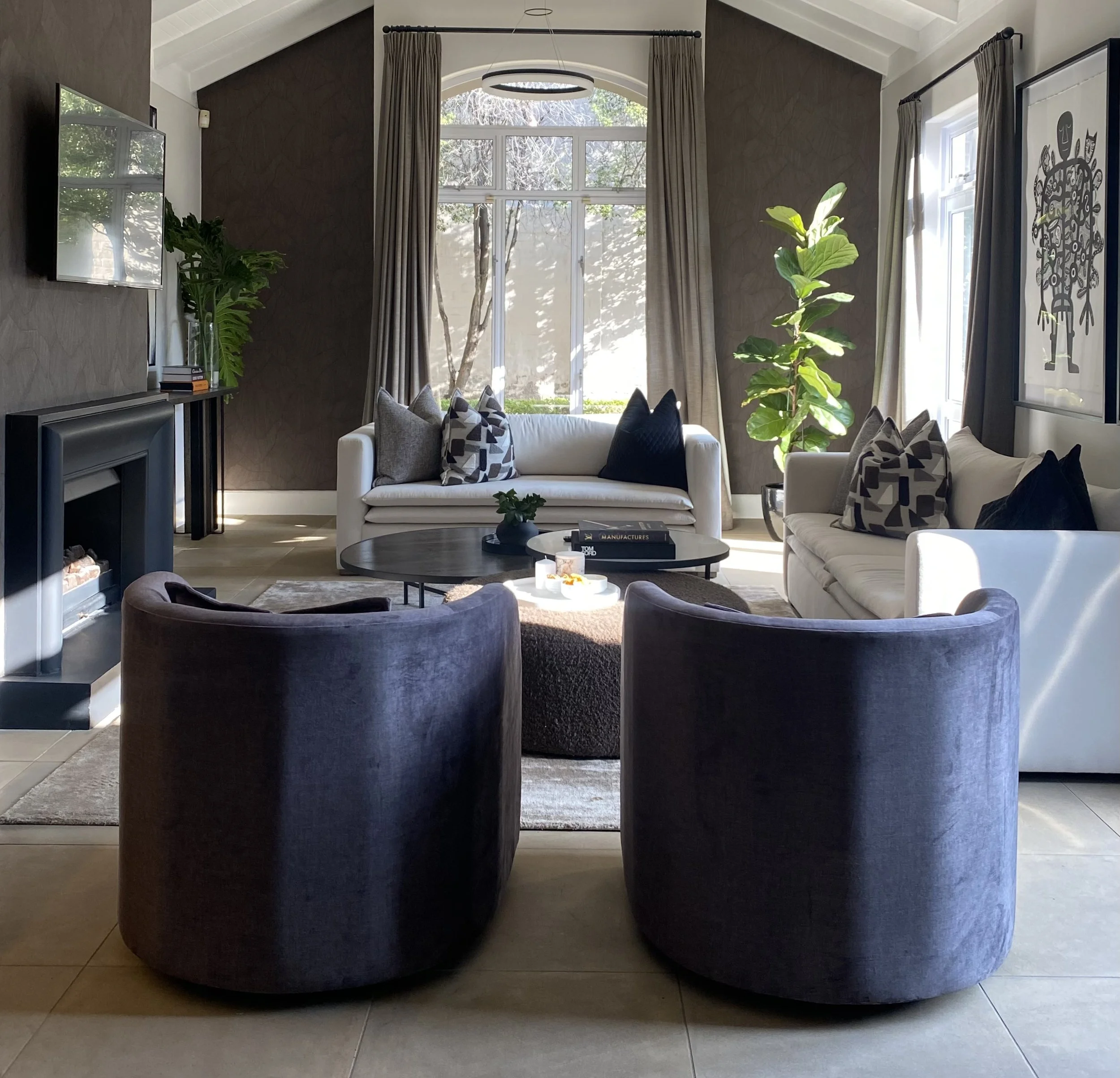 Chairs in Deluxe by FibreGuard. Drapery in Motion by Fabric Library Wide. Wallcoverings in Sculptura by Arte. Sofas in Proposition by FibreGuard.