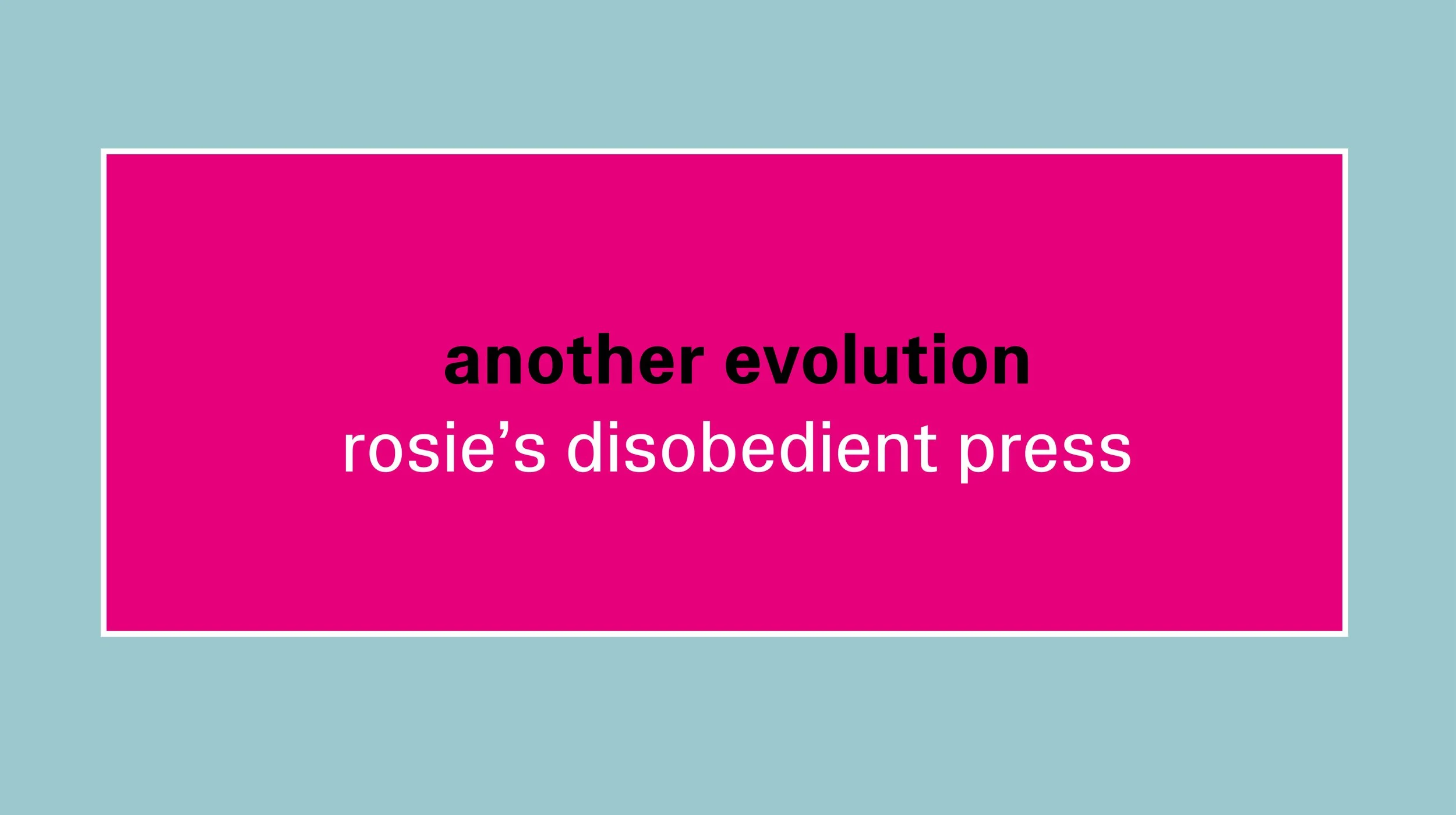 Library Session / Rosie’s Disobedient Press - ‘another evolution’ Book Launch