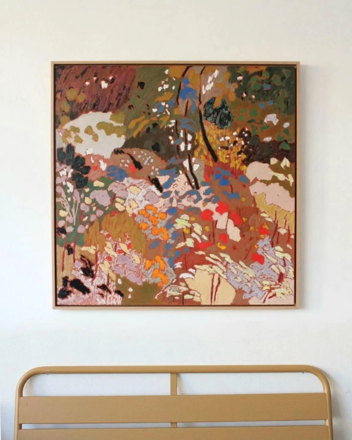 One of 12 new paintings launching at the Battersea art fair next Wednesday with @the.art.buyer 
'Over the garden gate'
76 x 76 cm
Oil sticks on wood

Preview night
4th March 5-9pm
Stand H1
Hope to see you there 🥂

@affordableartfairuk #oillandscapep