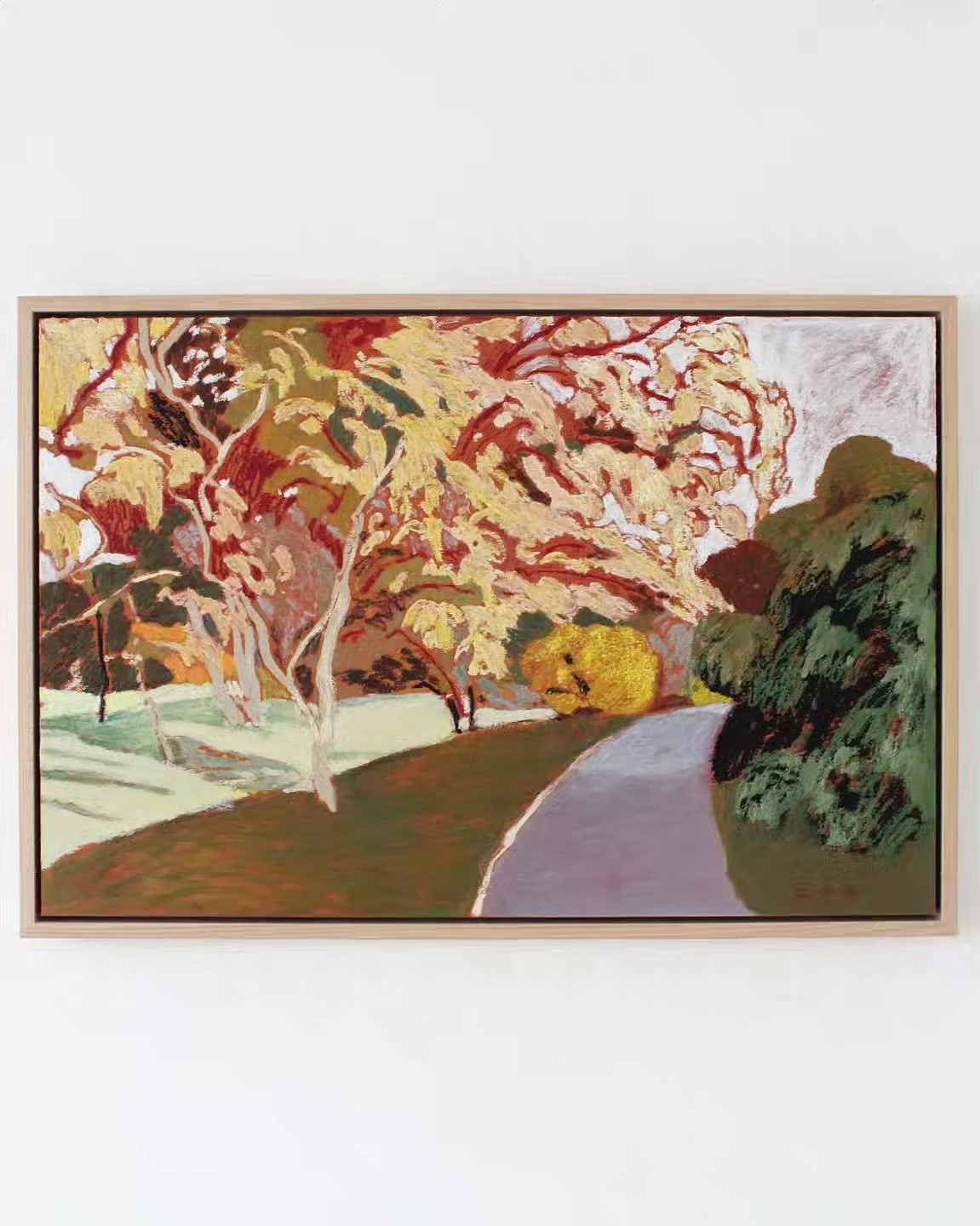 I'm looking forward to a trip to Stockbridge this weekend and the lovely @myloart Gallery 
I'll be taking 4 new paintings and I can't wait to see them in the space 😍

Green Ash in Fall 
61 x 91cm
Oil stick on wood
A study from autumn @emmettsgardenn