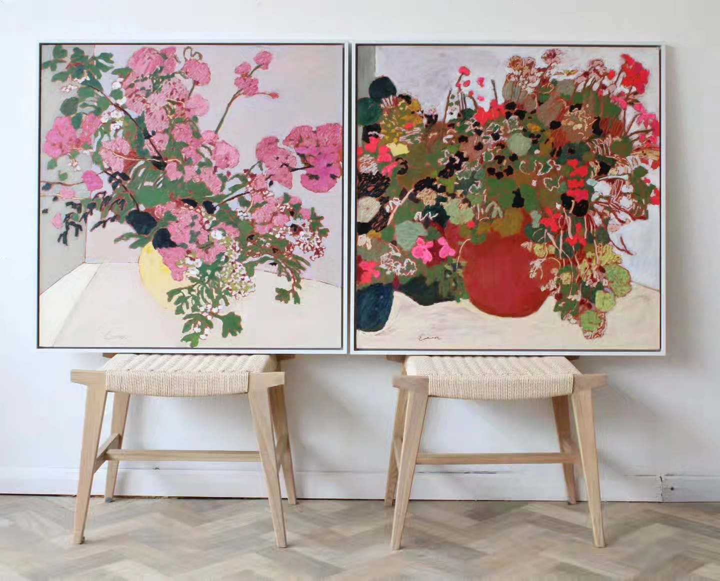 Red Valerian &amp; Ivy Geranium
Both 76 x 76 cm

Spring has officially sprung 🌱
Available soon @myloart Gallery in Hampshire 

#springequinox #botanicalpainting #artandinteriors