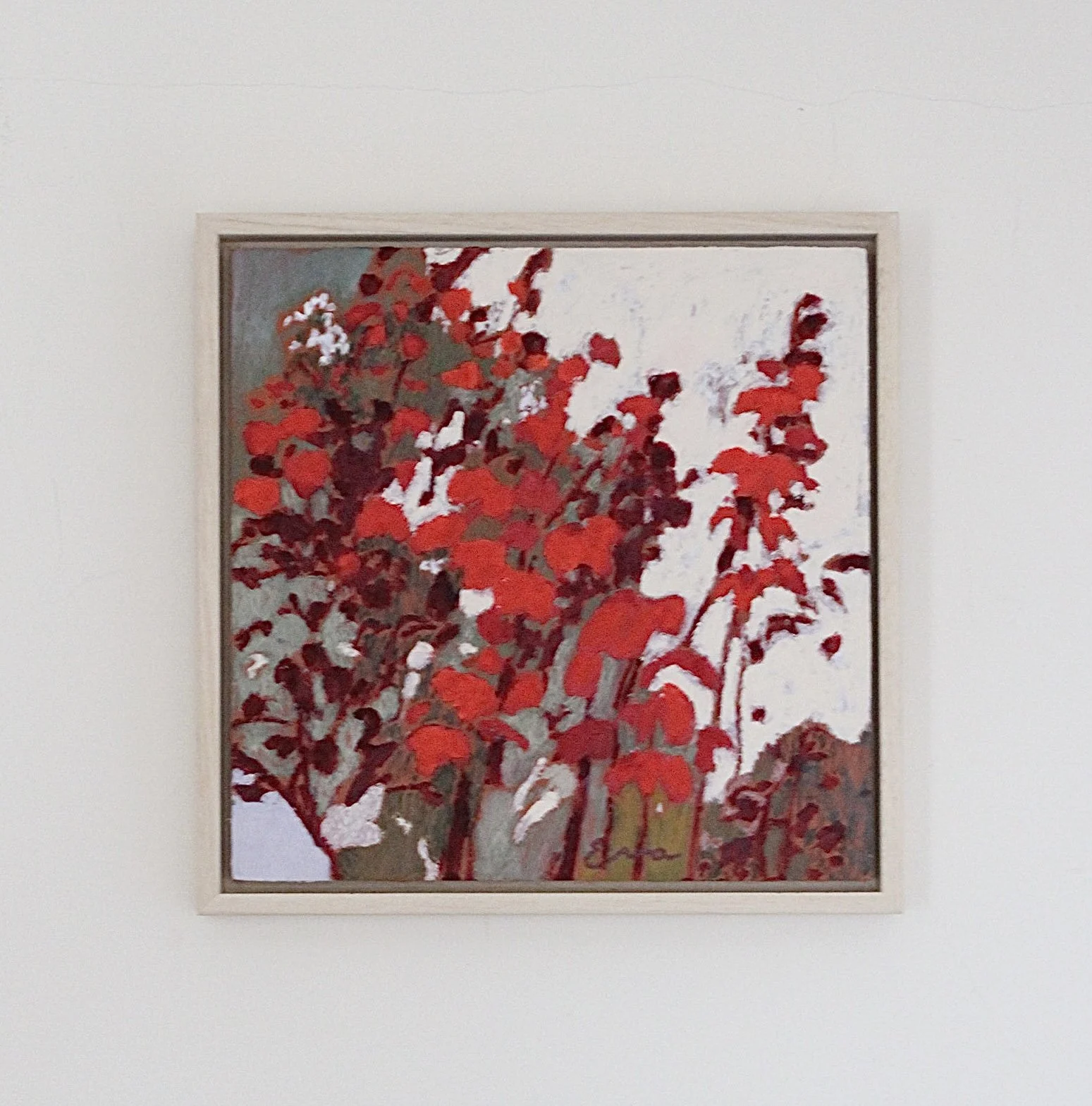 Scarlet Wildflowers, 30 x 30 cm Framed