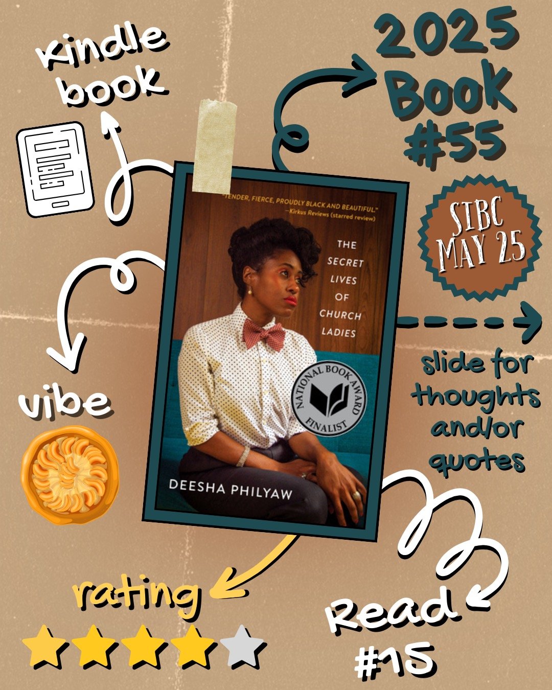 2025 📖 Read 15/Book 55: The Secret Lives of Church Ladies by Deesha Philyaw

#readallthebooks #omneslibroslegimus #wereadallthebooks #books #booklovers #read #readers #bookclub #bookclubs #shelfindulgence #shelfindulgencebookclub #shelfindulgenceboo
