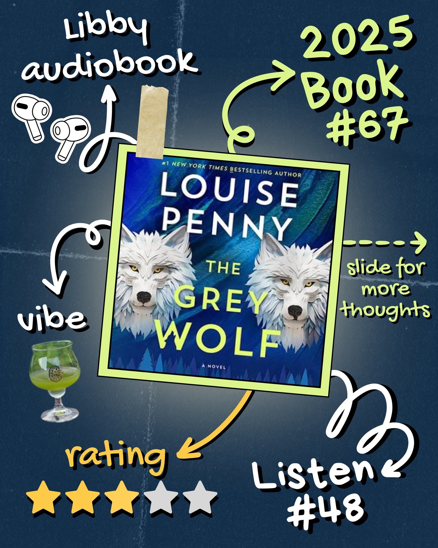 2025 🎧 Listen 48/Book 67 - The Grey Wolf by Louise Penny

#readallthebooks #omneslibroslegimus #wereadallthebooks #books #booklovers #read #readers #bookclub #bookclubs #shelfindulgence #shelfindulgencebookclub #shelfindulgencebookclub2025 #bookit #