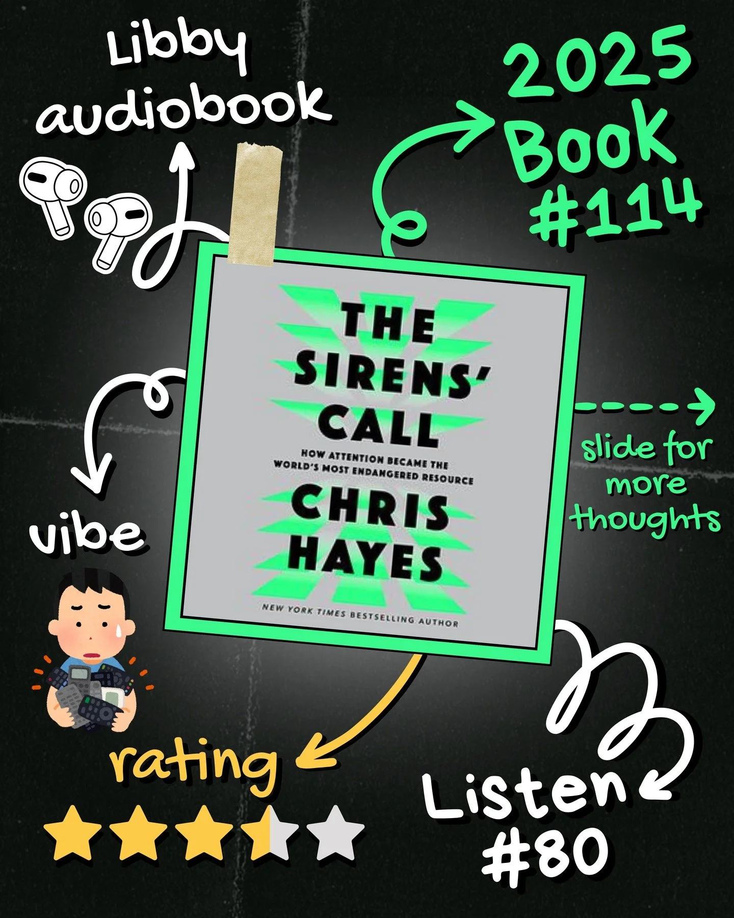 2025 π§ Listen 80/Book 114 - The Sirens' Call by Chris Hayes
#readallthebooks #omneslibroslegimus #wereadallthebooks #books #booklovers #read #readers #bookclub #bookclubs #shelfindulgence #shelfindulgencebookclub #shelfindulgencebookclub2025 #booki