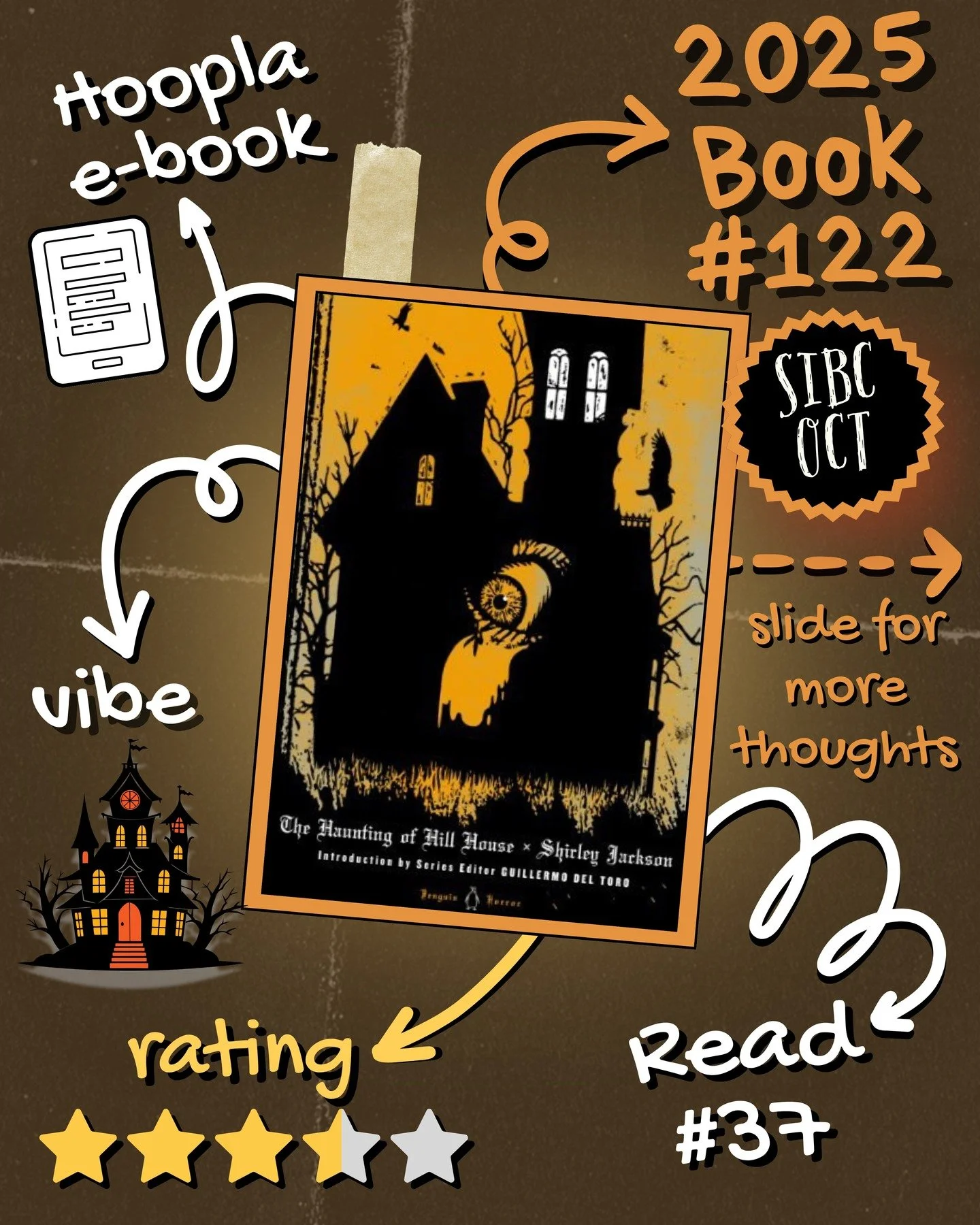 2025 π Read 37/Book 122: The Haunting of Hill House by Shirley Jackson (Shelf Indulgence Book Club Pick for October 2025)
#readallthebooks #omneslibroslegimus #wereadallthebooks #books #booklovers #read #readers #bookclub #bookclubs #shelfindulgenc