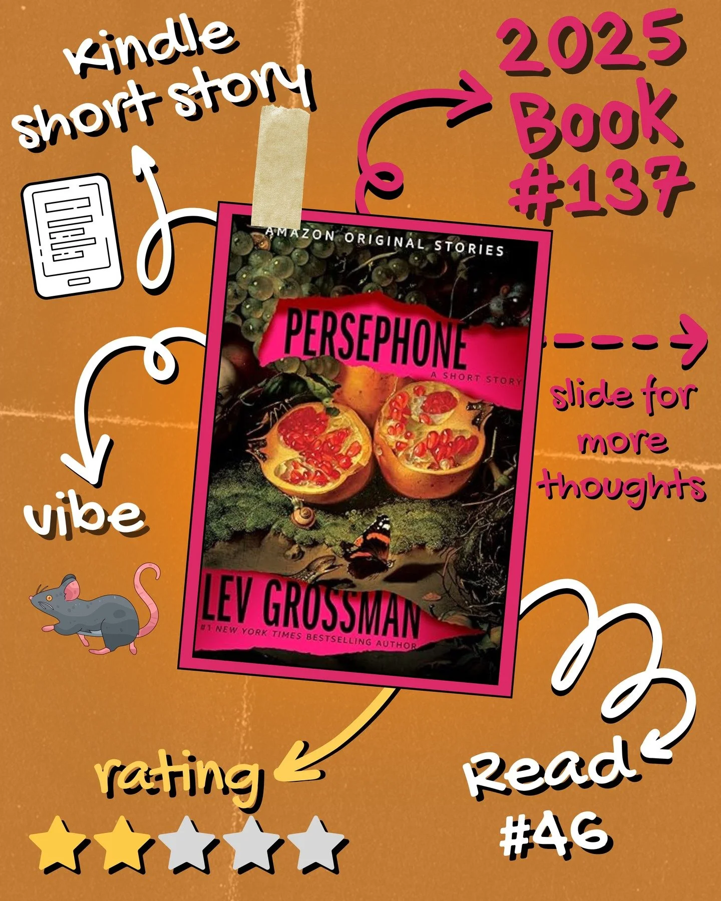 2025 📖 Read 46/Book 137: Persephone by Lev Grossman

#readallthebooks #omneslibroslegimus #wereadallthebooks #books #booklovers #read #readers #bookclub #bookclubs #shelfindulgence #shelfindulgencebookclub #shelfindulgencebookclub2025 #bookit #perso