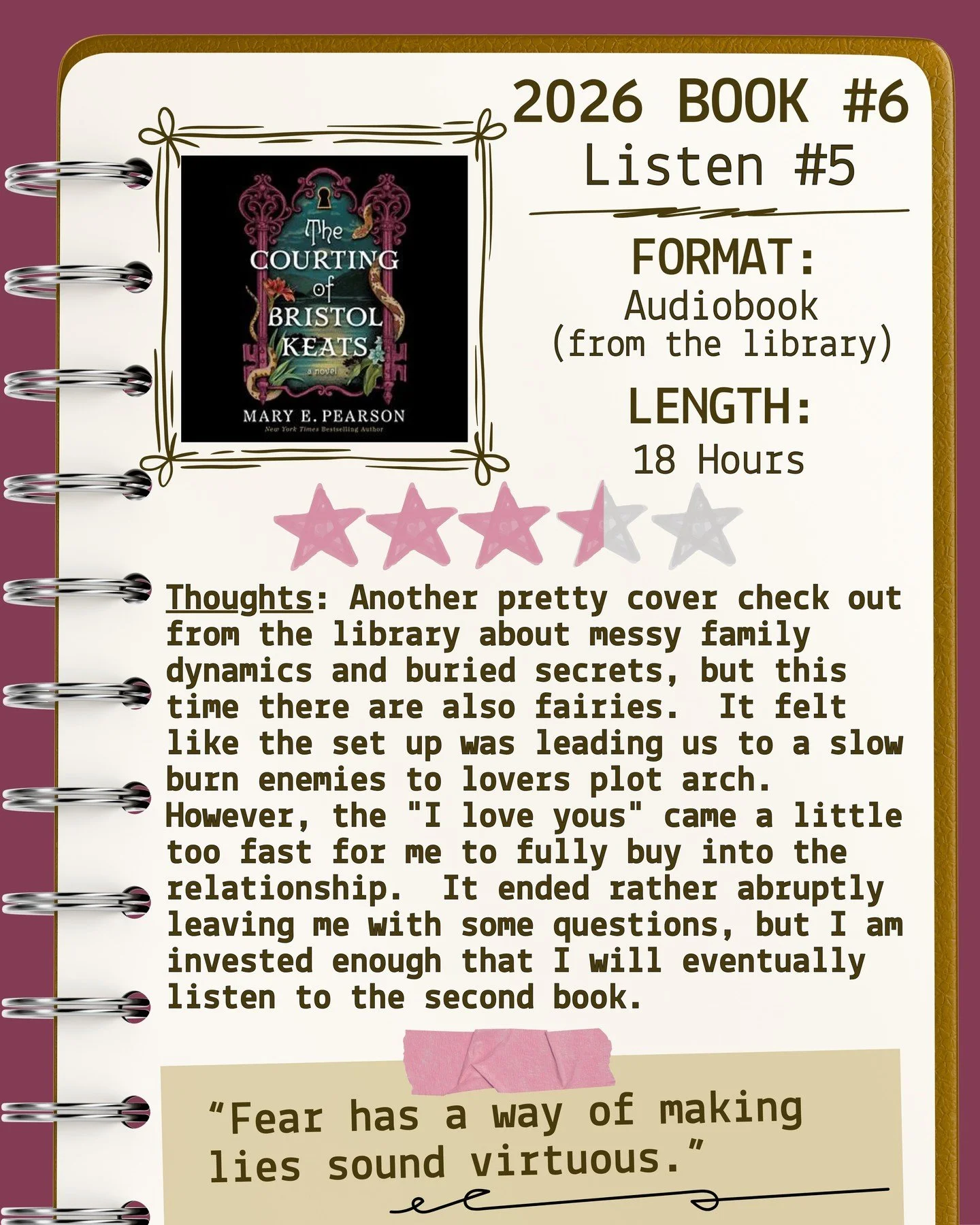 2026 🎧Listen 5/Book 6 - The Courting of Bristol Keats by Mark E. Pearson ⭐️⭐️⭐️ &amp; a half

#readallthebooks #omneslibroslegimus #wereadallthebooks #books #booklovers #read #readers #bookclub #bookclubs #shelfindulgence #shelfindulgencebookclub #s