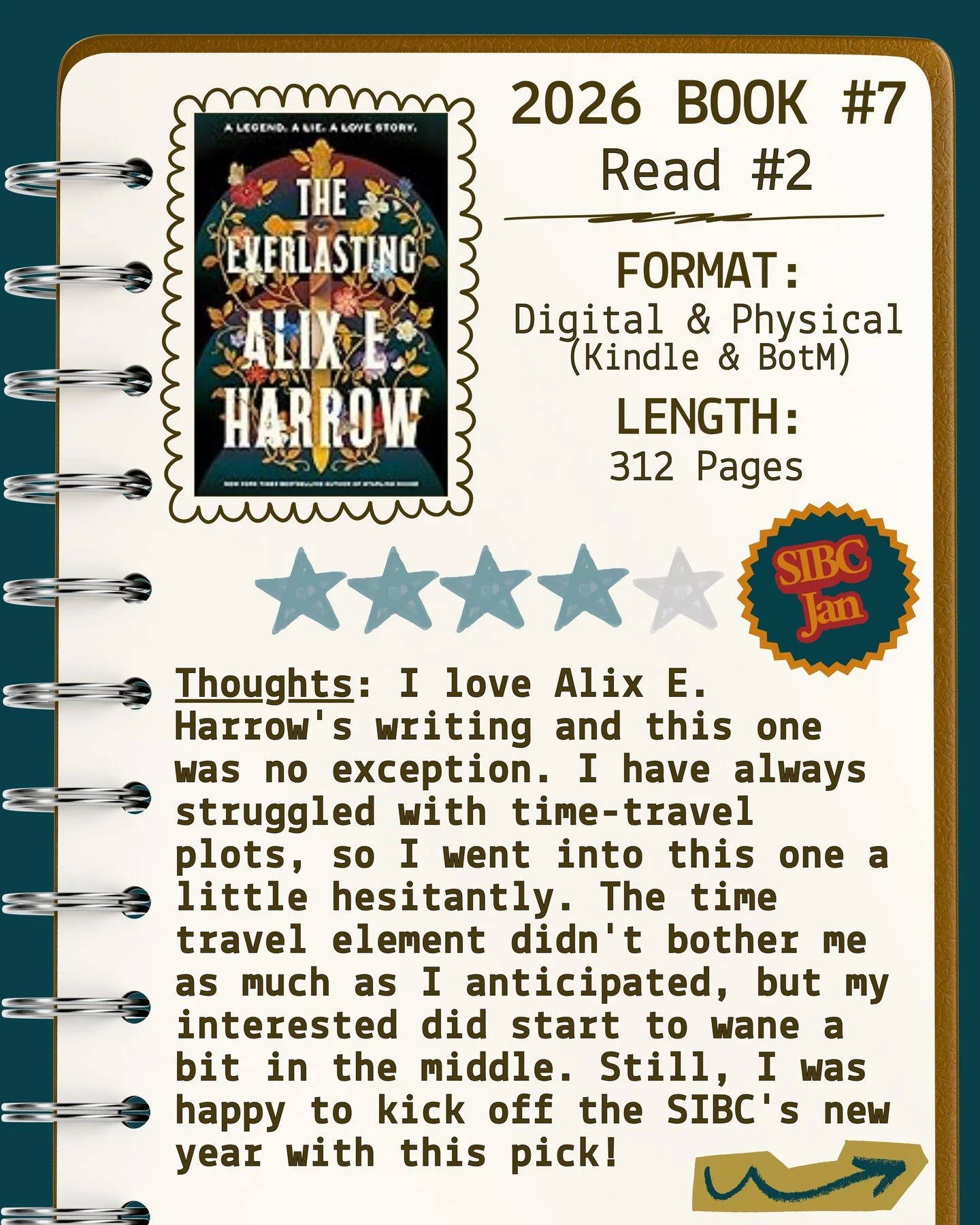 2026 📖 Read 2/Book 7
The Everlasting by Alix E. Harrow
Shelf Indulgence Book Club Jan 2026
⭐️⭐️⭐️⭐️
#readallthebooks #omneslibroslegimus #wereadallthebooks #books #booklovers #read #readers #bookclub #bookclubs #shelfindulgence #shelfindulgencebookc