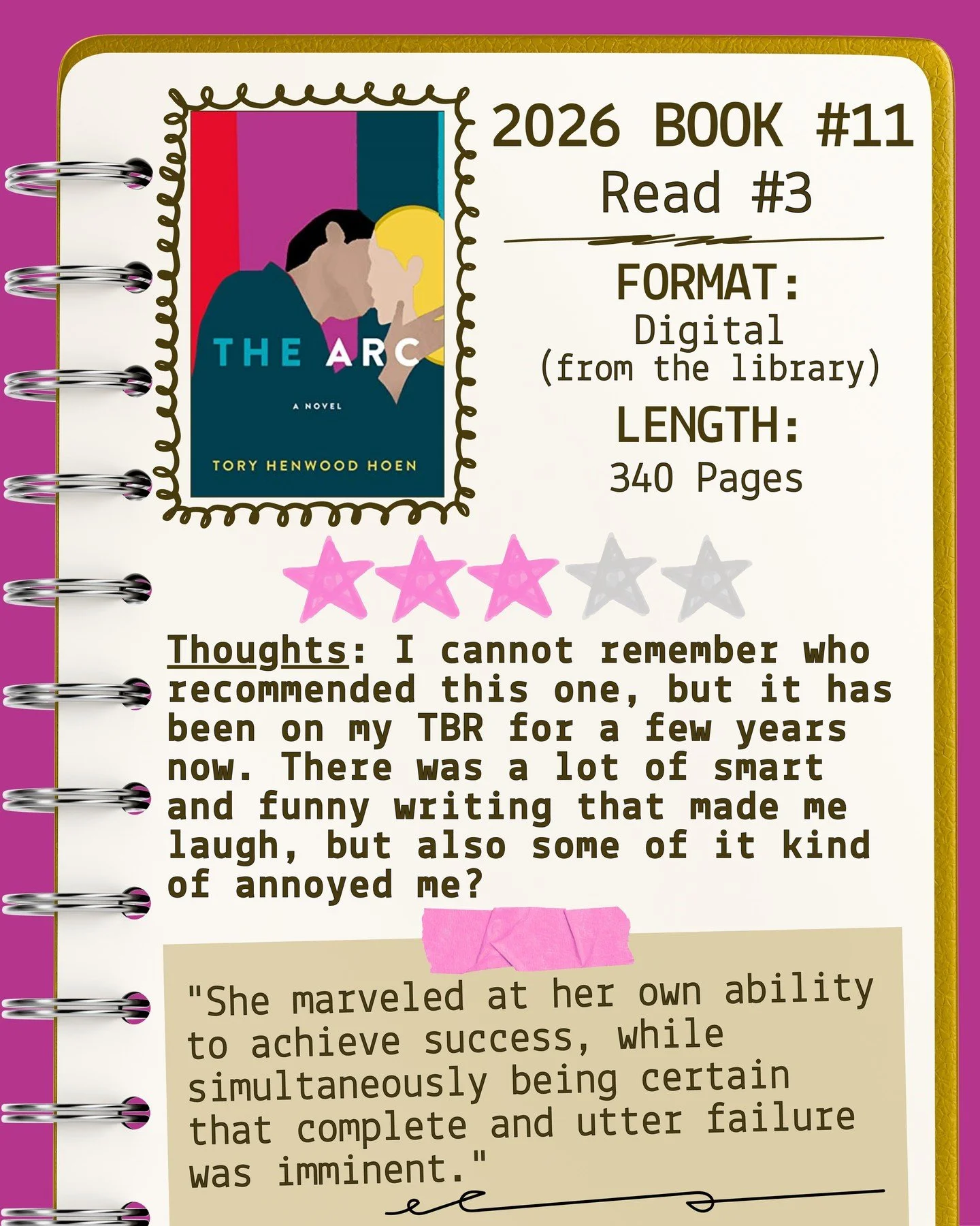 2026 📖 Read 3/Book 11 - The Arc by Tory Henwood Hoen ⭐️⭐️⭐️

#readallthebooks #omneslibroslegimus #wereadallthebooks #books #booklovers #read #readers #bookclub #bookclubs #shelfindulgence #shelfindulgencebookclub #shelfindulgencebookclub2026 #booki