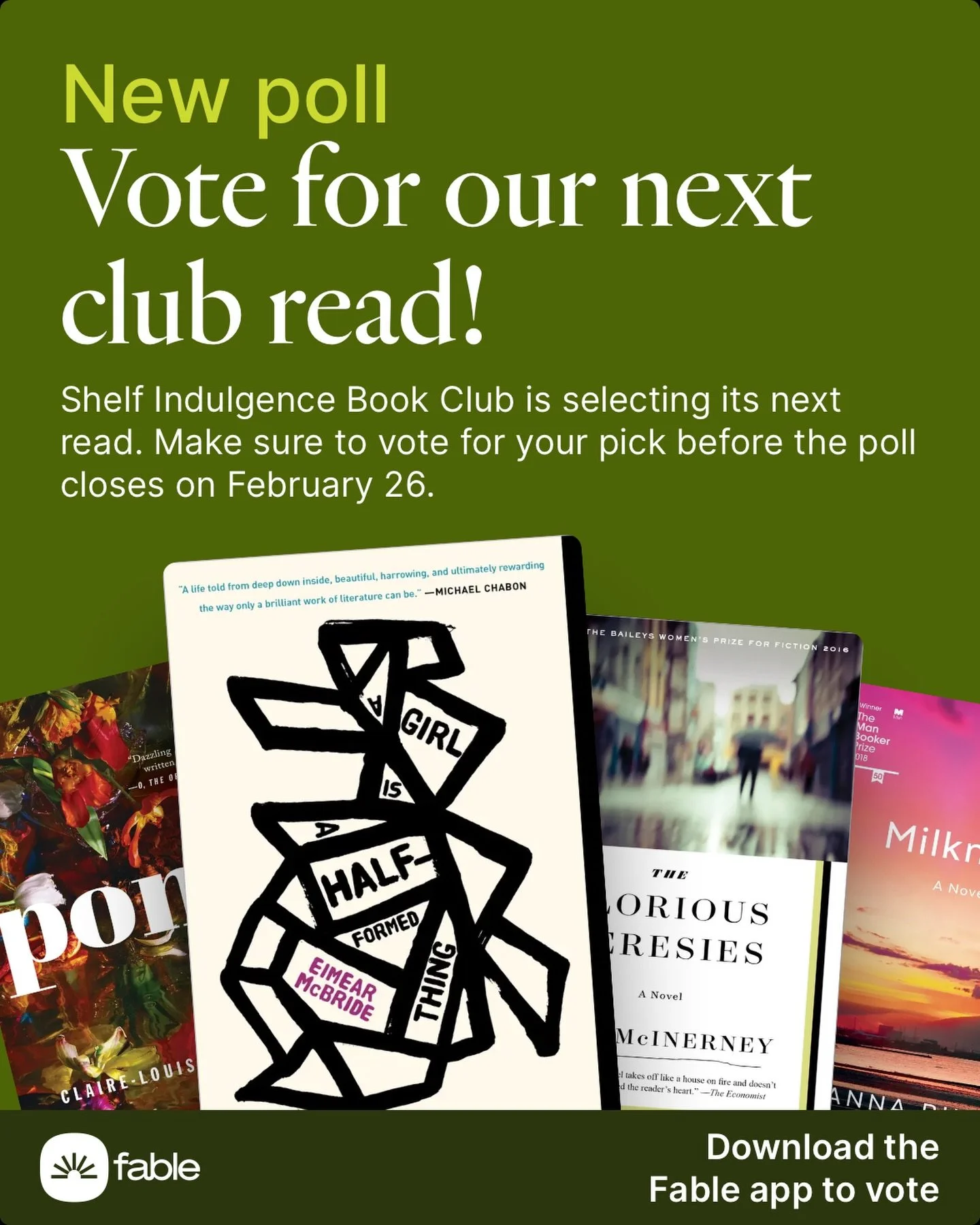 Well, it&rsquo;s another book poll and another snowstorm. Hope everyone is cozy and safe where ever you are reading from. 

It is time to cast your vote for our March book selection! 🗳️

Not part of the club yet? Come join and read with us: https://
