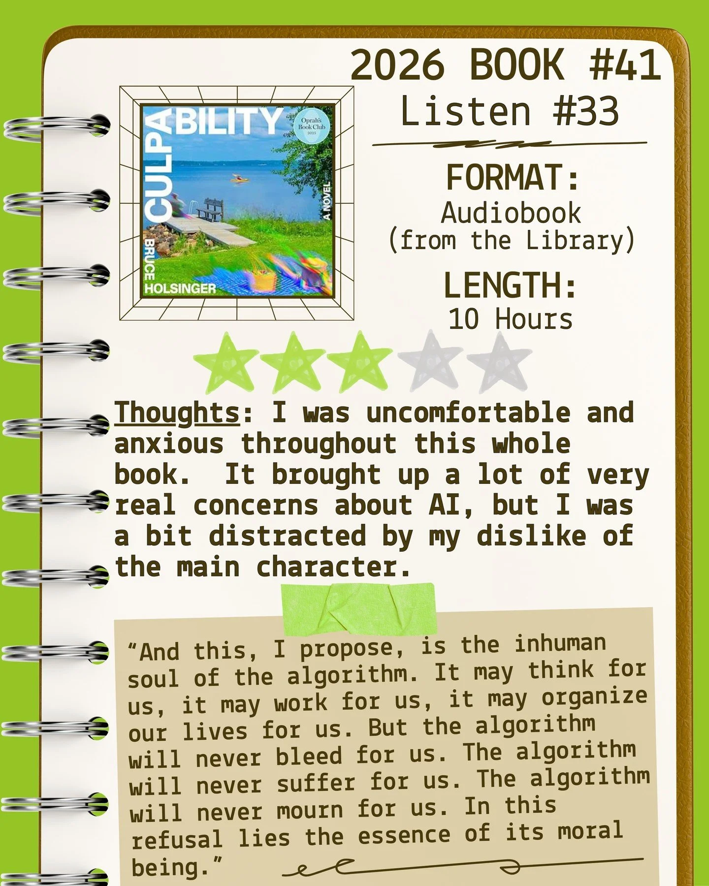 2026 🎧Listen 33/Book 41 - Culpability by Bruce Holsinger ⭐️⭐️⭐️

#readallthebooks #omneslibroslegimus #shelfindulgencebookclub #booklover #readmorebooks
