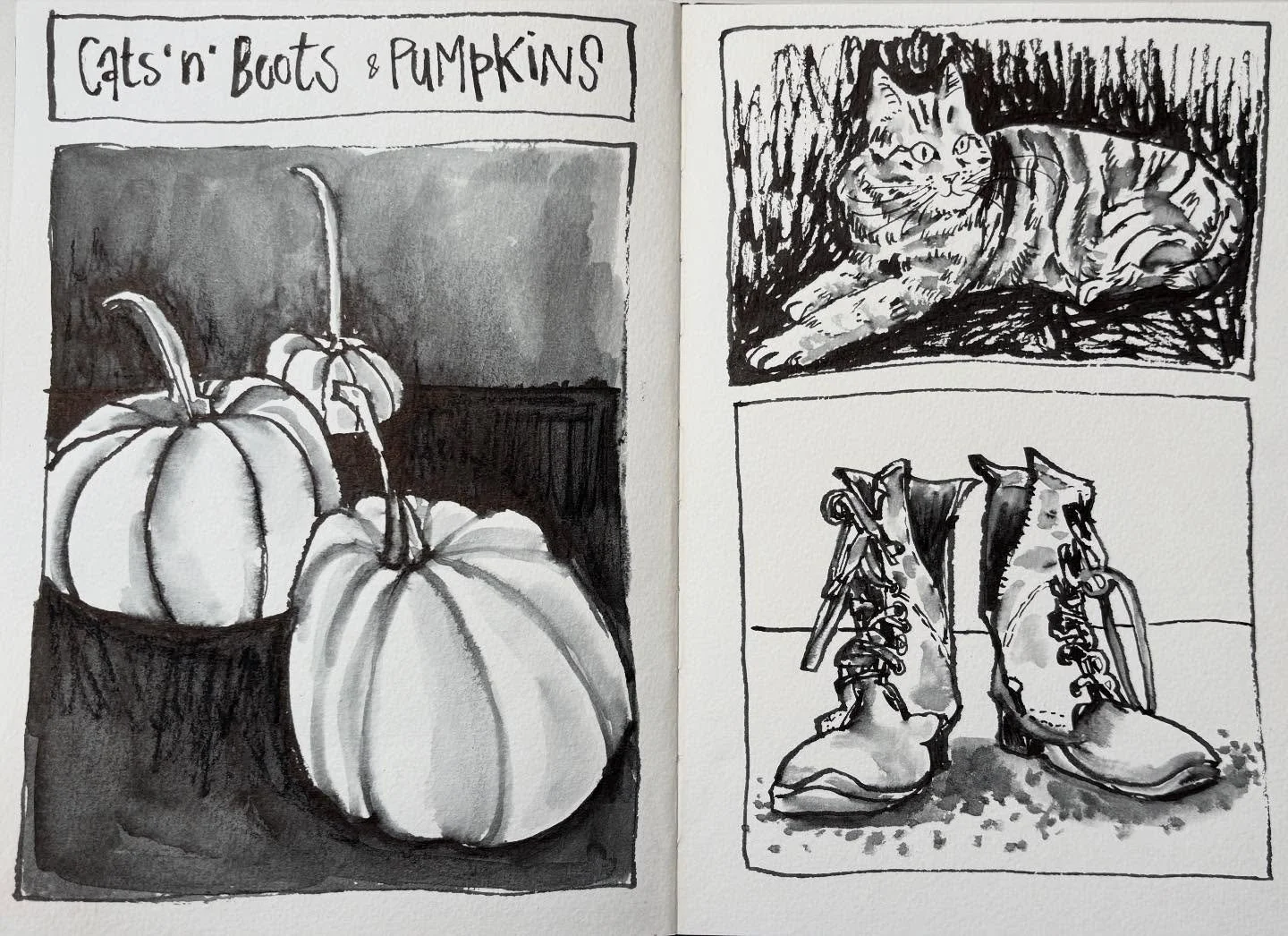 At today&rsquo;s live online mini-workshop, we used watersoluble ink (as it&rsquo;s #inktober), to draw stuff with an October vibe. 

Did you miss the session? Don&rsquo;t miss out on the next one in November and sign up right now. Link in bio!