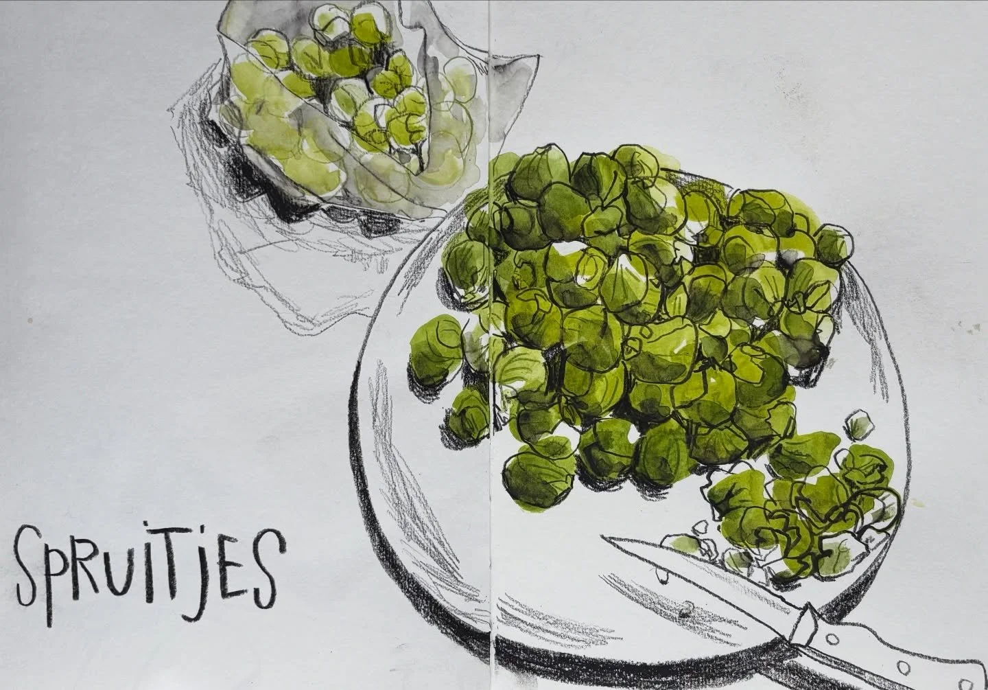 I guess I&rsquo;m eating Brussels sprouts this evening. 

Drawing food is always fun! Organic, colorful shapes that are edible, yes please! In fact, doing food illustrations was what made me realize I wanted to do more with drawing, and leave my 9-5 