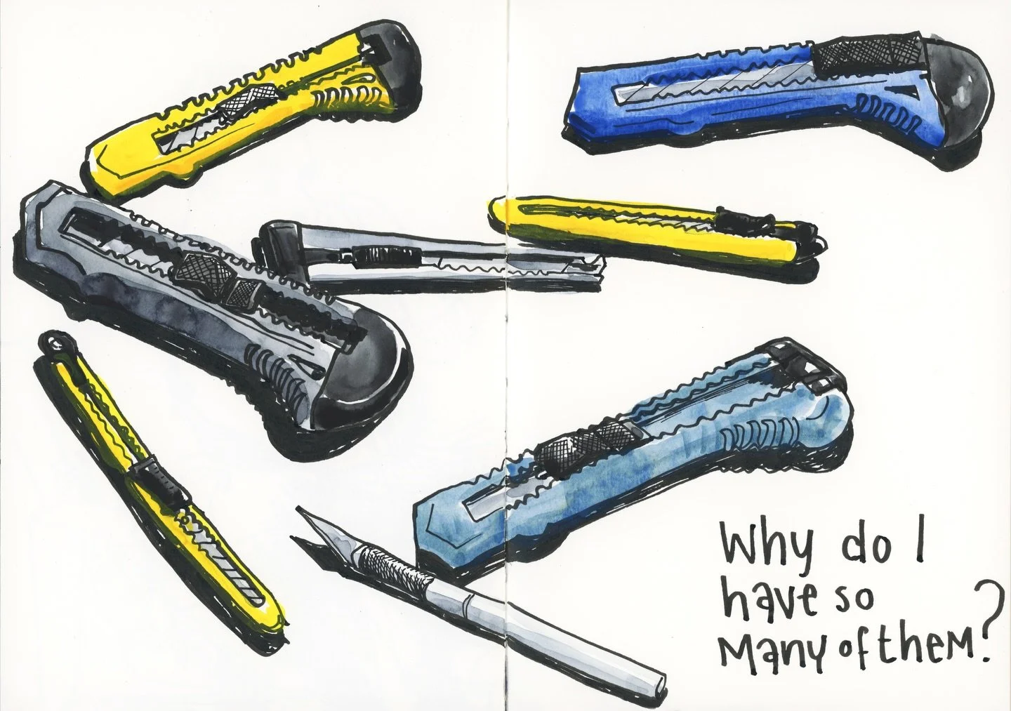 Tip!
Filling a sketchbook spread with a collection is such a joy because they turn small everyday things into a little celebration.

You don&rsquo;t need a perfect scene or big idea. You just pick a theme and gather bits that catch your eye. It&rsquo