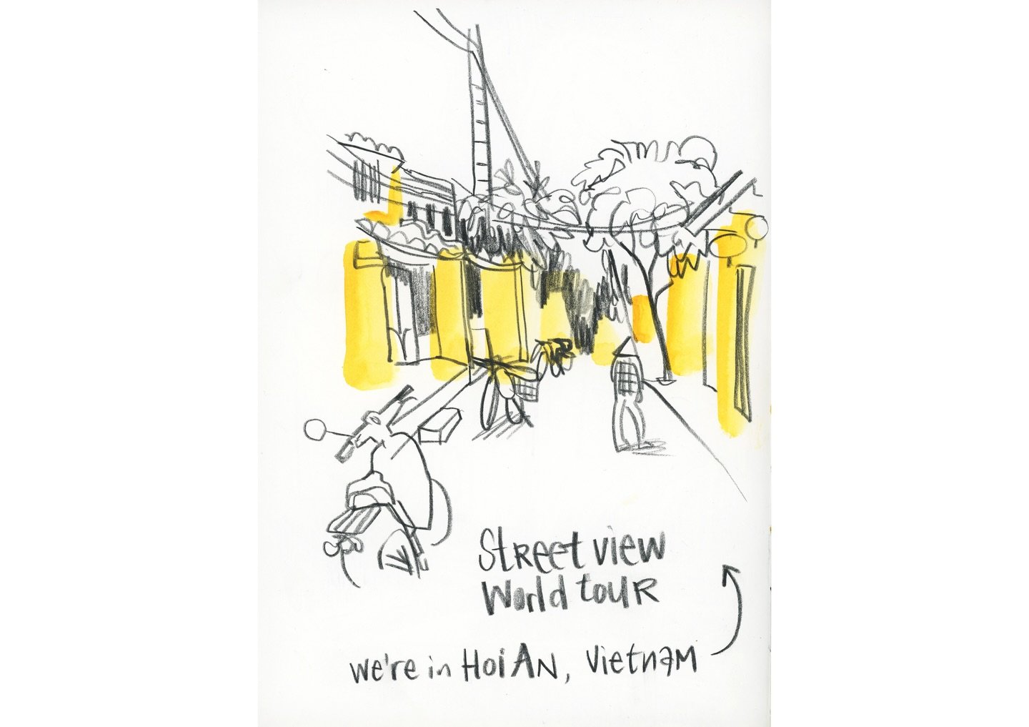 Thanks to @ronkiponk and @herbcoil over 100 people started the year colorful and creative together on Zoom. Today was the first Street View World Tour of the year, in which together we virtually traveled together on Google street view. While drawing/