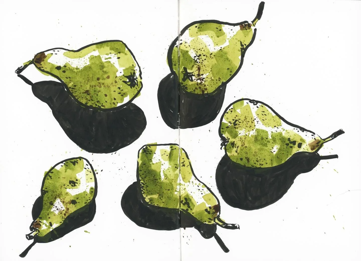 Tip! 
When you don&rsquo;t feel inspired or think there&rsquo;s nothing to draw&hellip; 
It happens to all artists. 

But the answer is closer than you think. Look right in front of you. 

I took this pear from the fruit bowl. Before cutting it up to