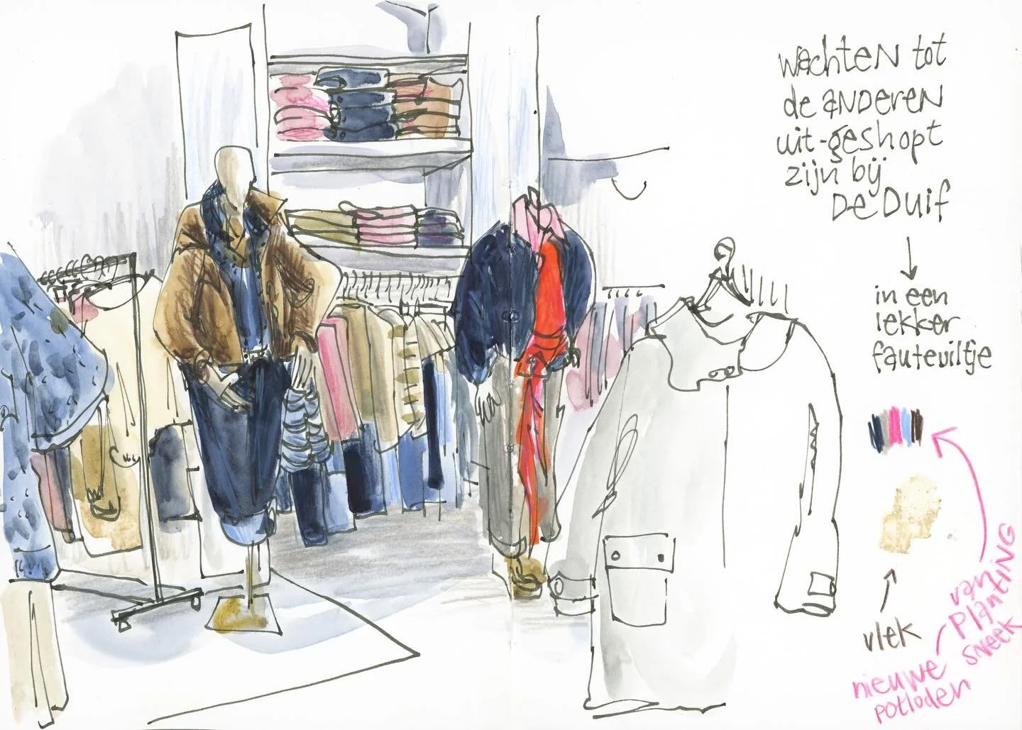 Shopping isn&rsquo;t really my thing (except when it&rsquo;s for art supplies, duh!). With friends in a boutique, @deduifmodesneek , I was delighted that the shop had nooks with comfy seating. For the men, supposedly, while they&rsquo;re spouses brow