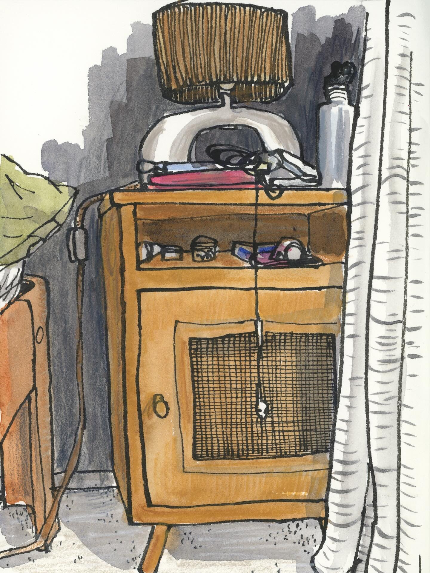 Just a reminder:
Everything is interesting when you draw it. 
Sitting on the floor drawing my bedside table, I realized I had never done that in the three years I&rsquo;ve been living here. Loved the angle and was surprised how interesting this quiet
