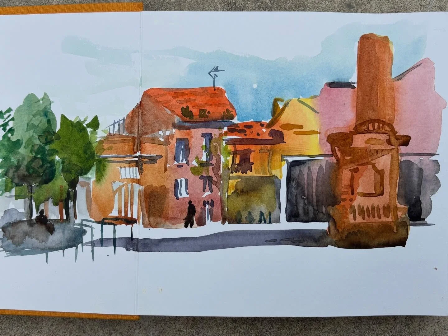 Another yummy, juicy, colorful day in Span with @pushingyoursketchingboundaries 

This morning @isacarand guided us to build up our speed and become fearless watercolor sketchers. I really enjoyed her approach of layering watercolors and then adding 