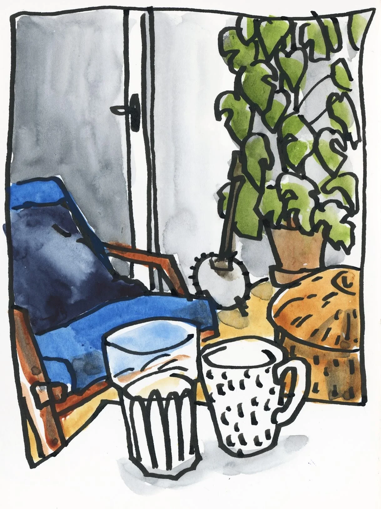 Today&rsquo;s Mini-Workshop was lots of fun. Everyone was ready to be challenged, brave and bold!

We focused on the different planes we see when drawing from observation: the layers of foreground, mid-ground and background.
I often create depth and 