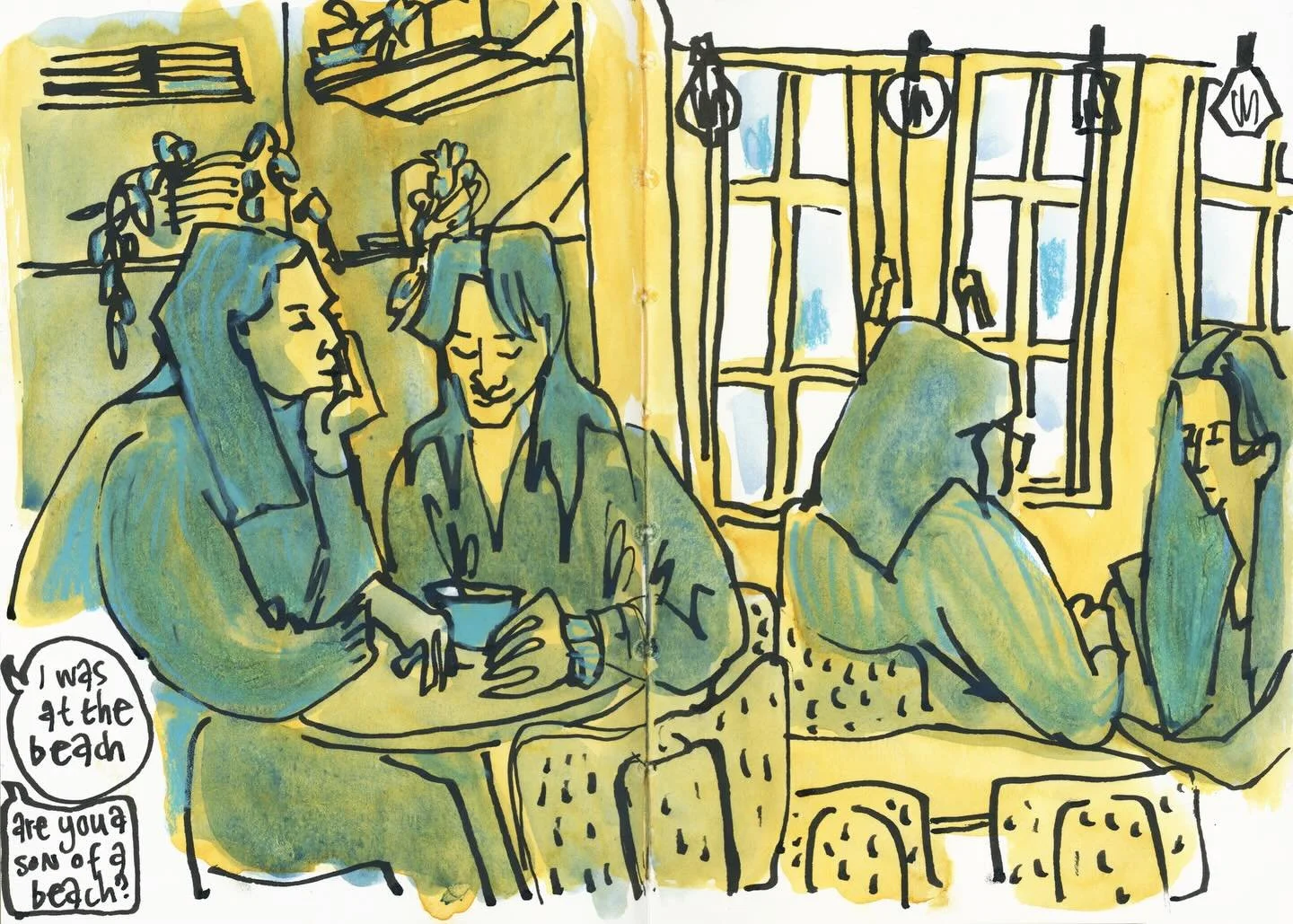 Today&rsquo;s coffee break was a two-color sketch. 

Tip: if you have limited time to draw, limit your palette too. It helps to take quick decisions, and it makes you extra creative. 

Materials used:
-Hahnem&uuml;hle watercolor sketchbook, size A6
-