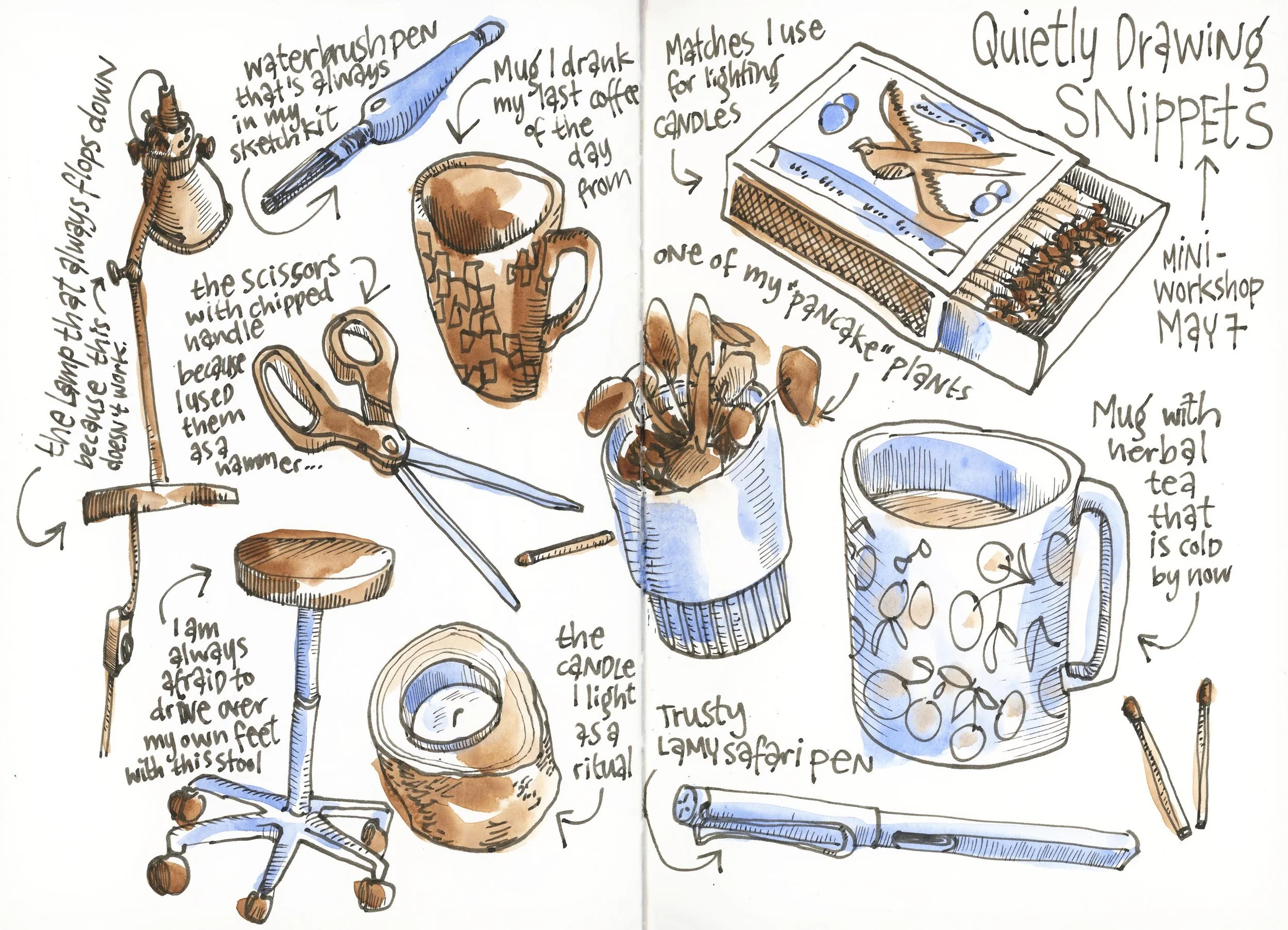 Zoom tech issues aside, it was a very fun, relaxing live drawing session today. 

If you missed this month&rsquo;s Nini-Workshop, make sure to sign up for the June session. Links in my bio. 

Materials Used:
- Hahnem&uuml;hle Nostalgie book, A5
- Lam