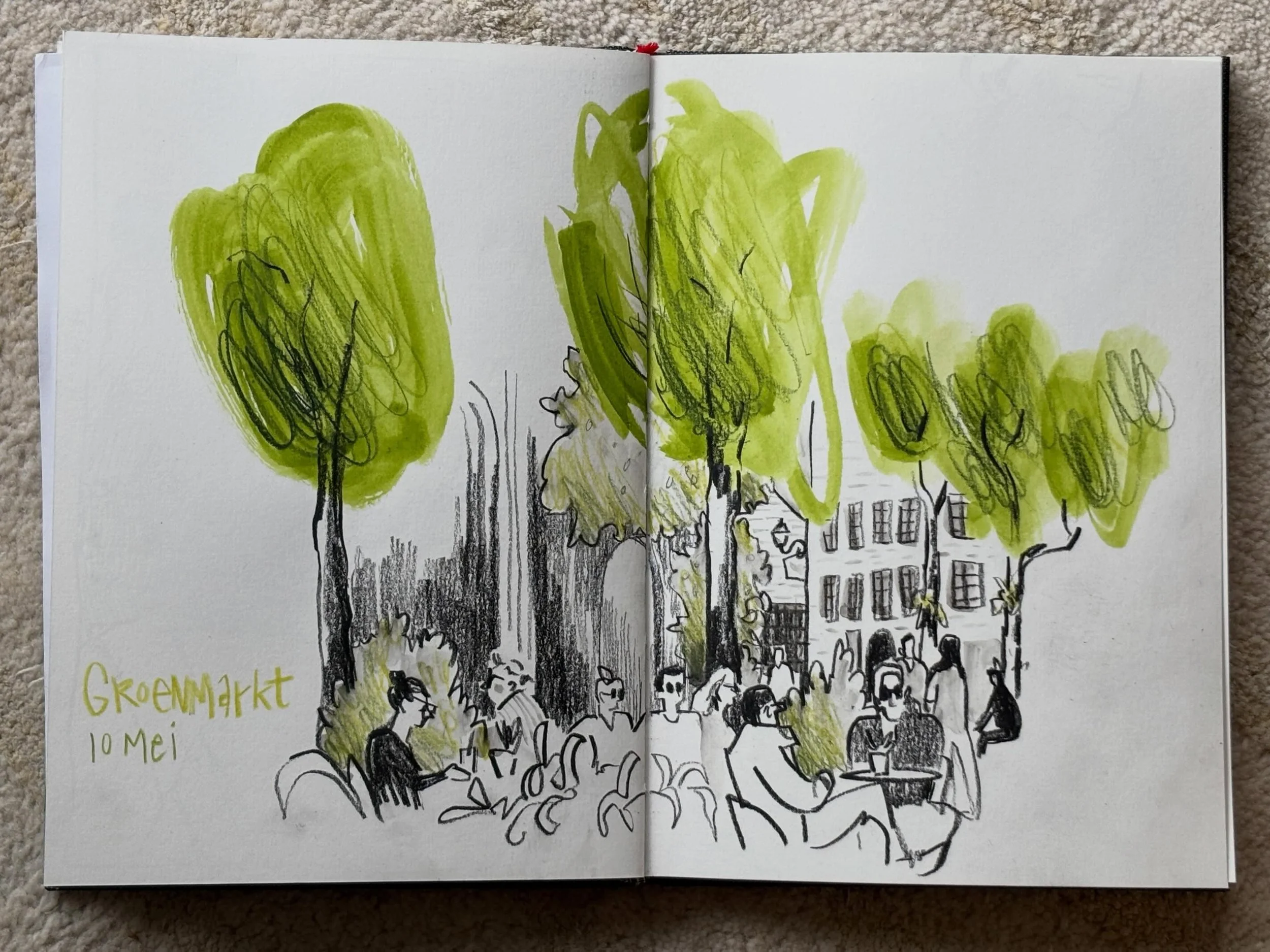 This weekend&rsquo;s loot, drawing with friends. 

Materials used:
-Hahnem&uuml;hle Nostalgie sketchbook, size A5
-Sailor Fude fountain pen (55&deg; nib) with Platinum Carbon Black ink
-Watercolors, Daniel Smith and Schmincke 
-Pentel Aquash waterbru