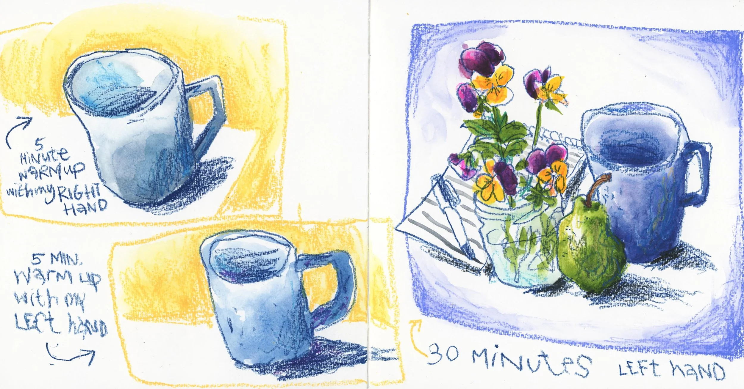 Today I was honored to be a special guest at @sdionbakerdesign &lsquo;s online Draw Your World session. Hosted on her Substack. 

We loosened up and let go of control, by drawing with our non-dominant hand. 
It&rsquo;s a fun exercise, and the outcome