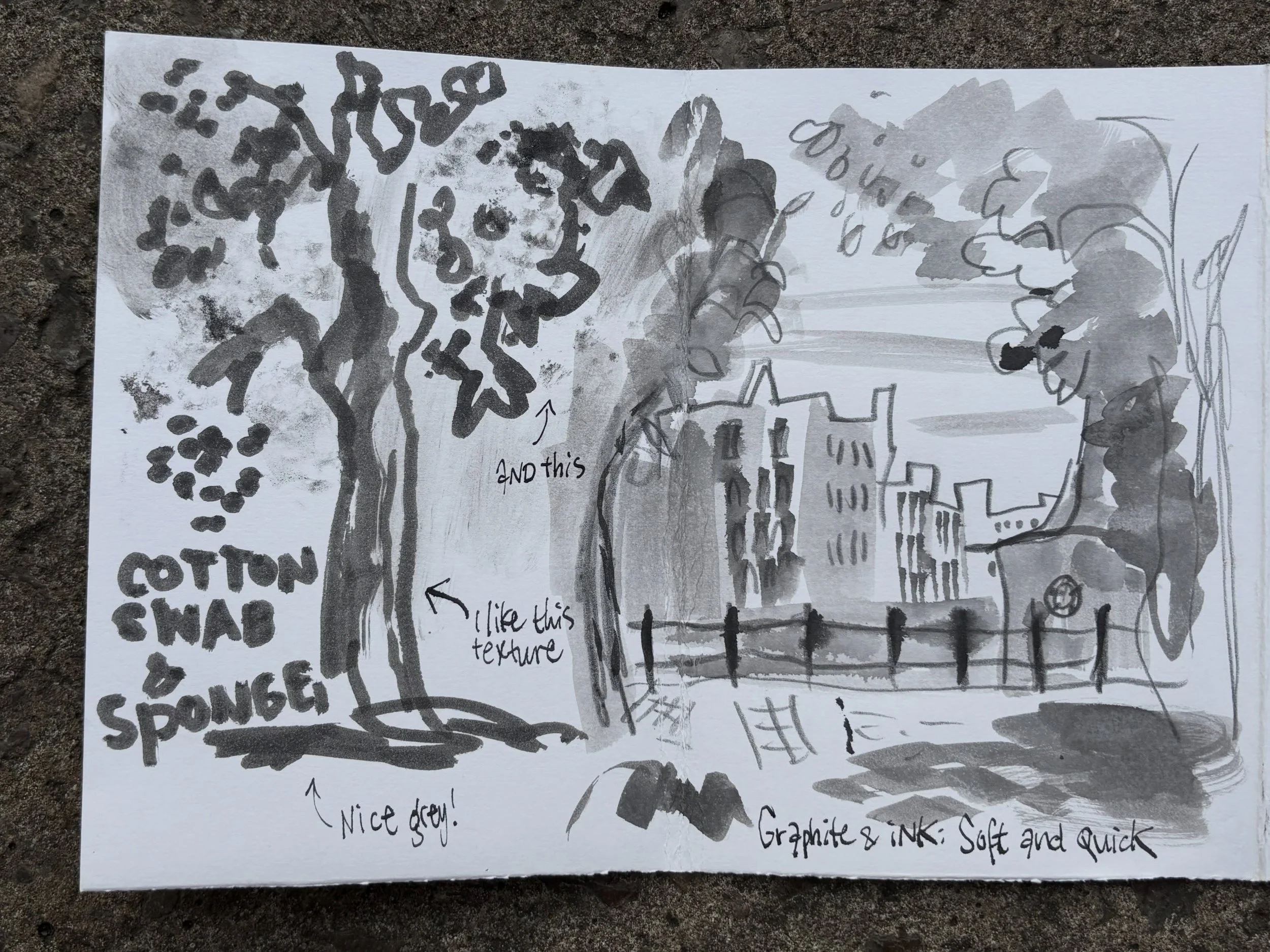 What a day of learning!
I&rsquo;m taking the @pushingyoursketchingboundaries hingboundaries workshop called &ldquo;City Moods&rdquo;, in Bristol, UK. 

Morning class was with @inmaserranito , playing with ink and all sorts of materials, then focusing