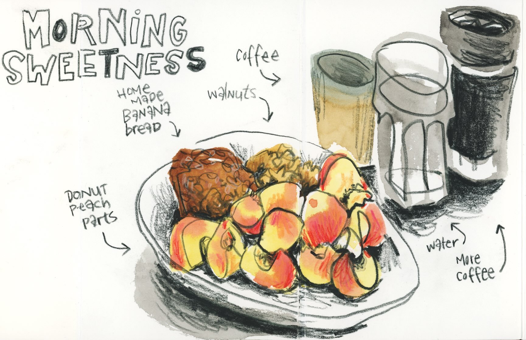 A quiet and slow Sunday. Exactly what I needed. 

Materials:
-Etchr accordion sketchbook 9.5x14.5 cm 
-Watercolors, Daniel Smith and Schmincke 
-Pentel Aquash waterbrush
-Derwent Inktense watersoluble pencil, Charcoal grey
-Caran d&rsquo;Ache Luminan