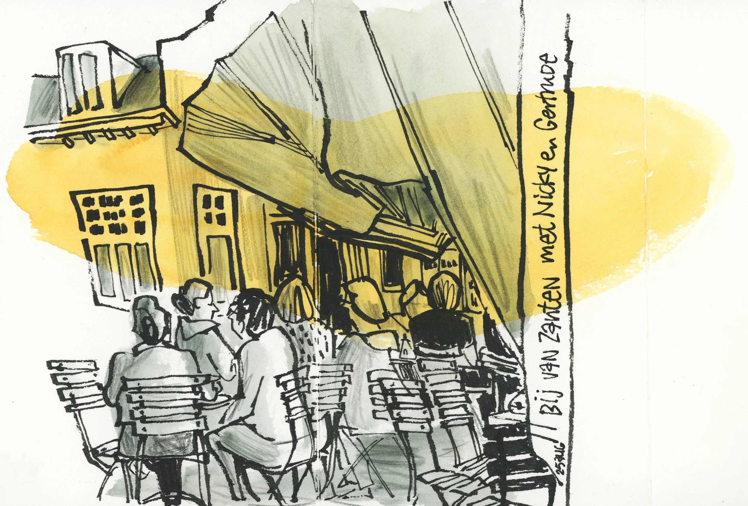 The other day I met up with @nicspr and @gertrudesteenbeek because @nicspr is starting an urban sketching group in Amersfoort, the city where all three of us live. We brainstormed and talked about it, then also sketched just before it got dark. I&rsq