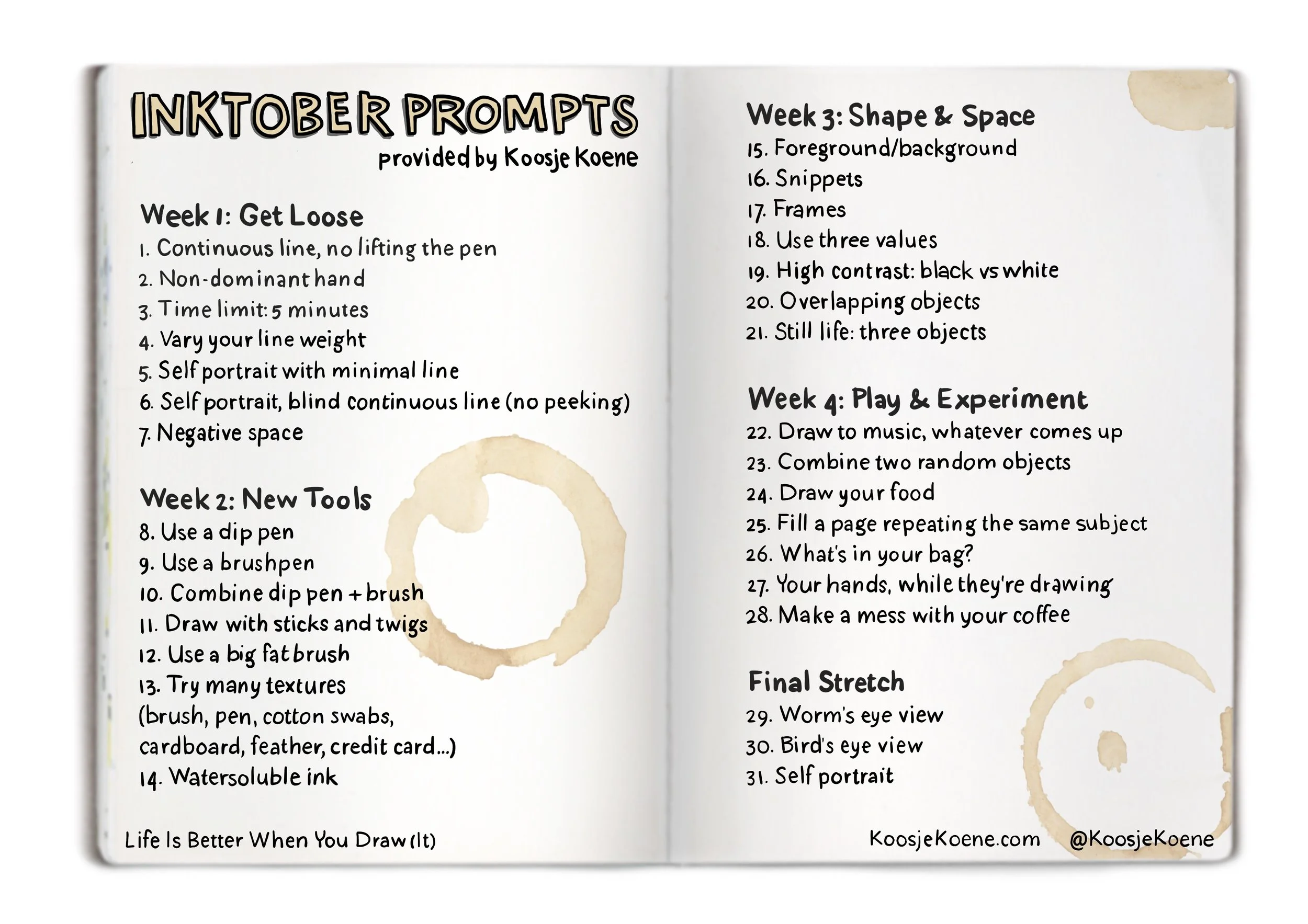 Inktober Challenge | Prompts List!