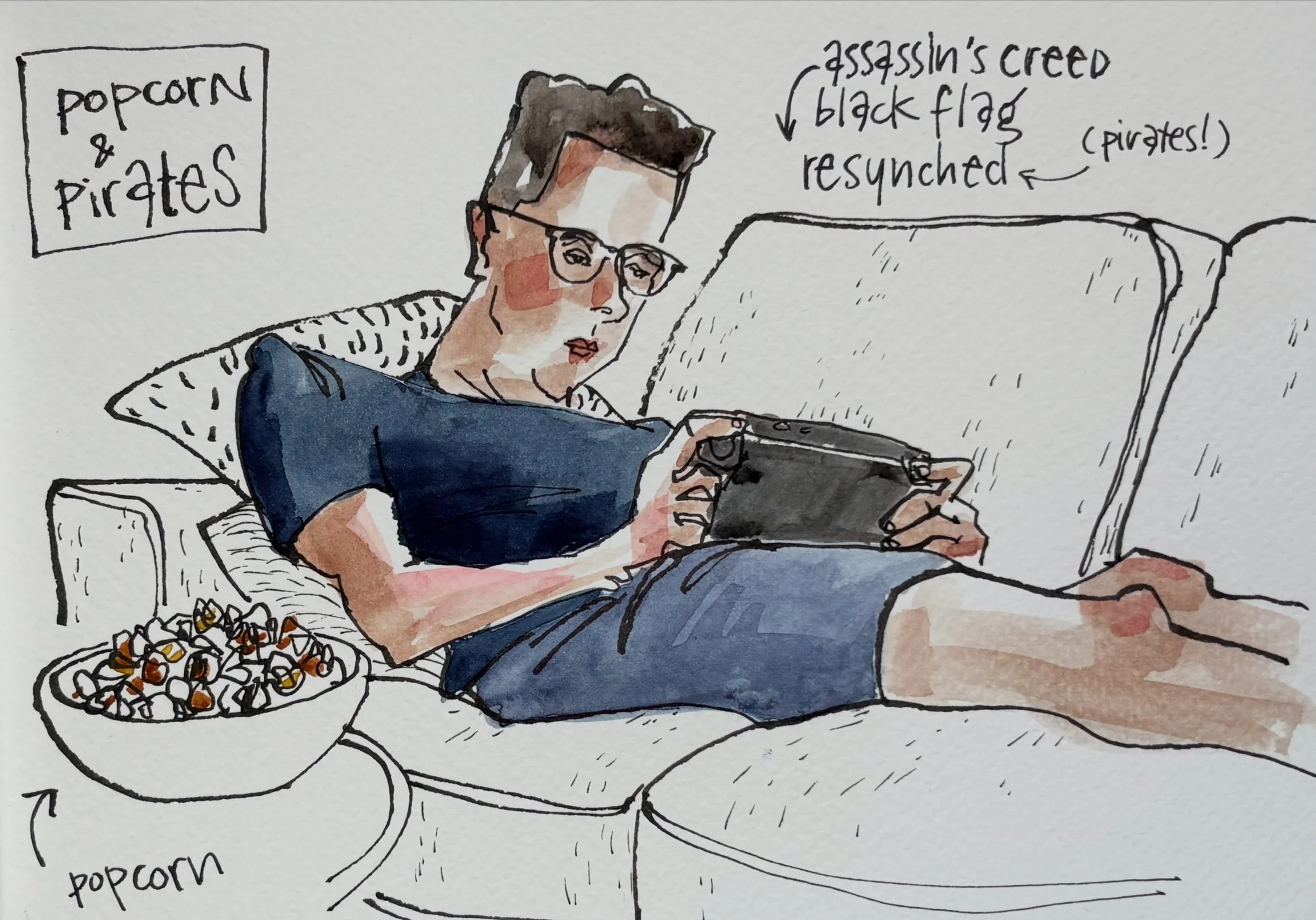Sunday fun day. 

Materials used:
-Fabriano sketchbook, by Indigraph, size A5
-Sailor Fude fountain pen (55&deg; nib) with Platinum Carbon Black ink
-Watercolors, Daniel Smith and Schmincke 
-Pentel Aquash waterbrush

#lifeisbetterwhenyoudrawit #ever