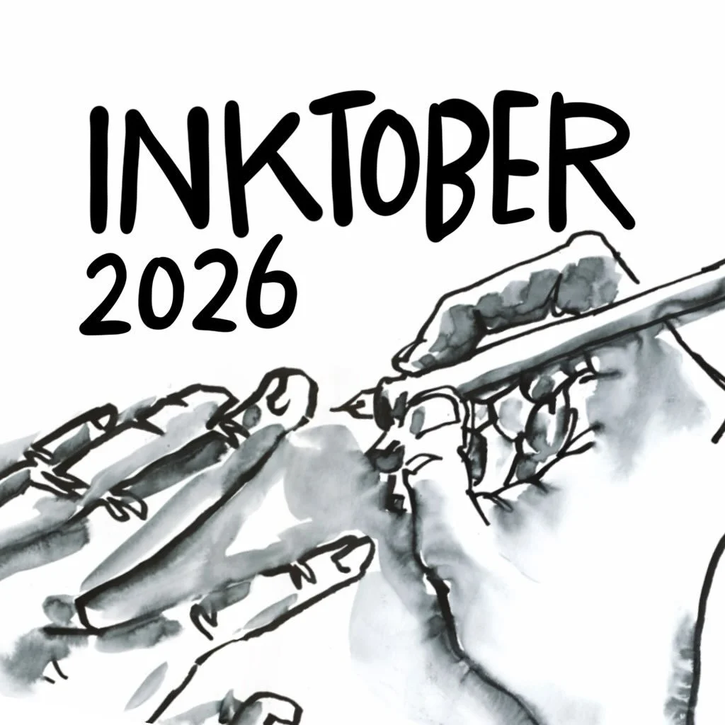 In just a few days, on October 1, Inktober starts!
A yearly drawing challenge that started back in 2009, as a way to build a daily ink drawing habit. 
The idea is simple: one drawing a day for the month of October, based on a prompt list. 
People hav