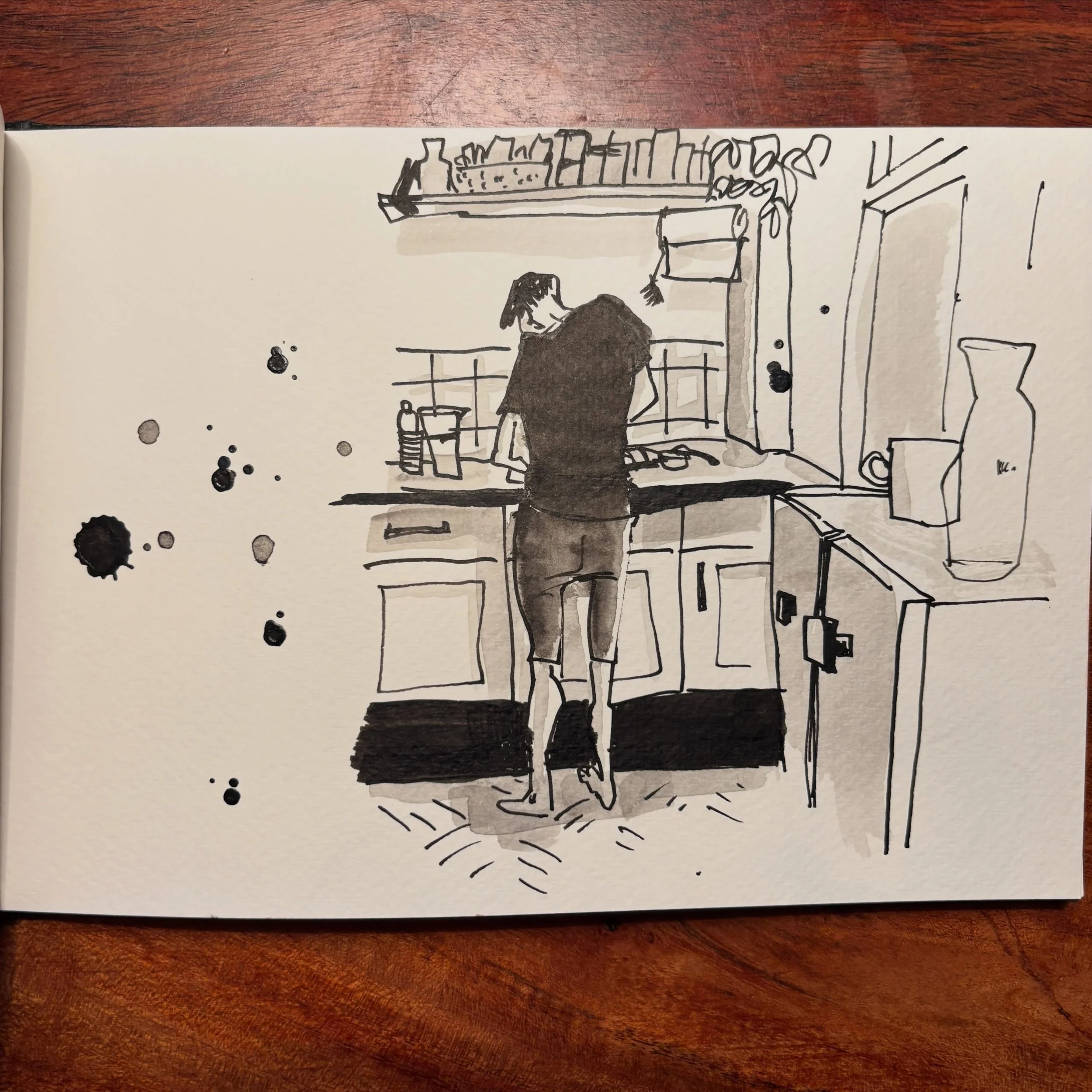 This week (week 2) on my #inktober version prompts list, is all about exploring tools.

Dip pen, India ink, and a brush is such a fun combo to play with. 
You can dilute the ink with some water for grey washes. 
That will create shadows, mood, and vo