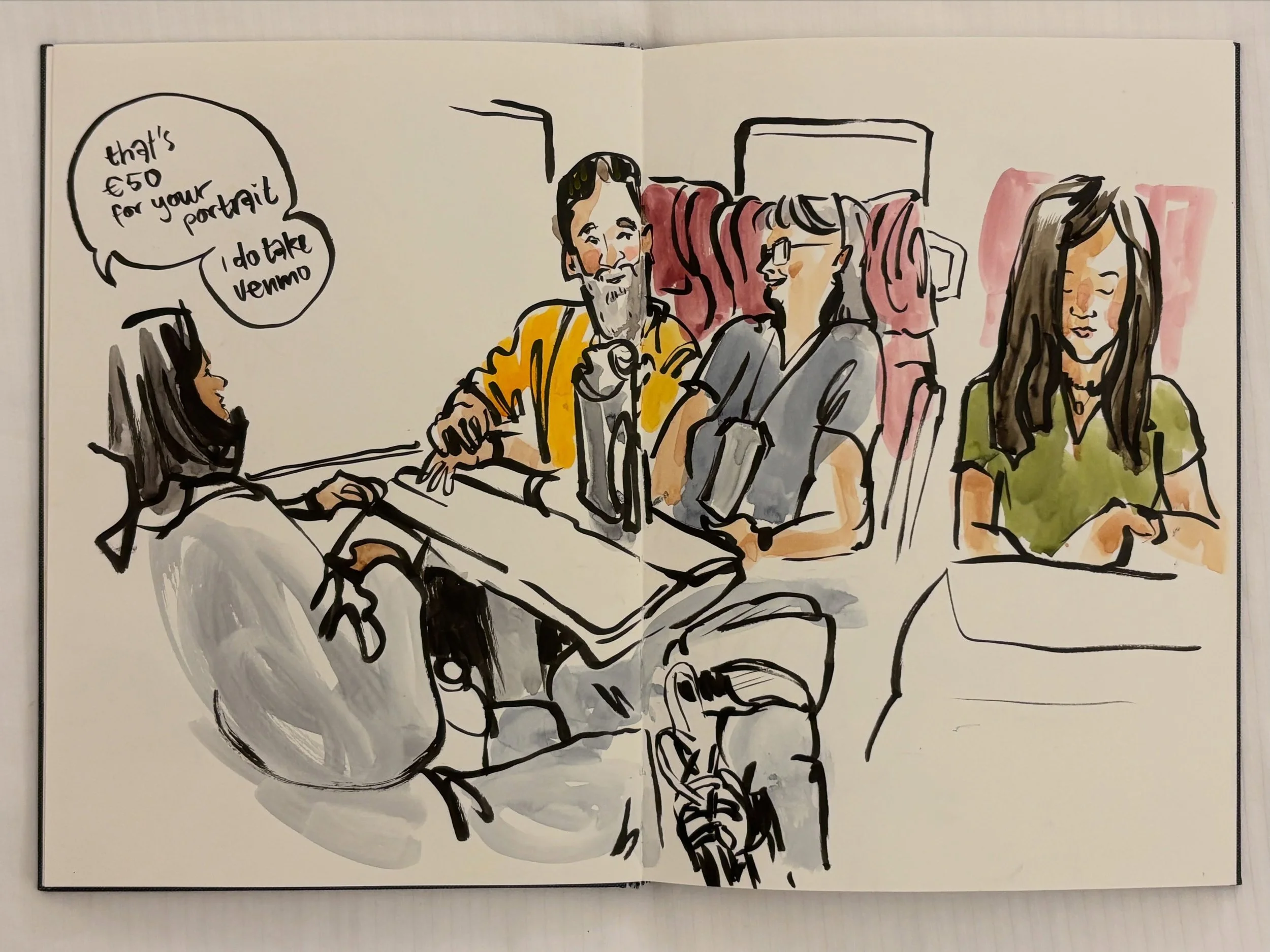 Day 3 of @_thebluewalk Travel Sketchbook Italy trip. 
Train to Venice, then Murano. 
Swipe for more images and descriptions. 

Morning class, all about how to create depth and dimension by letting the foreground and background stand out from each oth