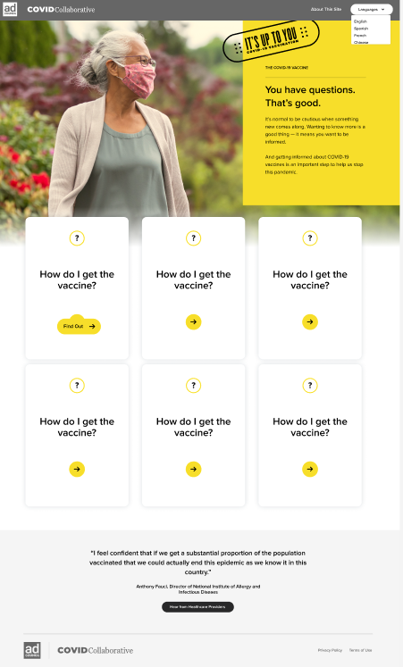 Original homepage tested getvaccineanswers.org