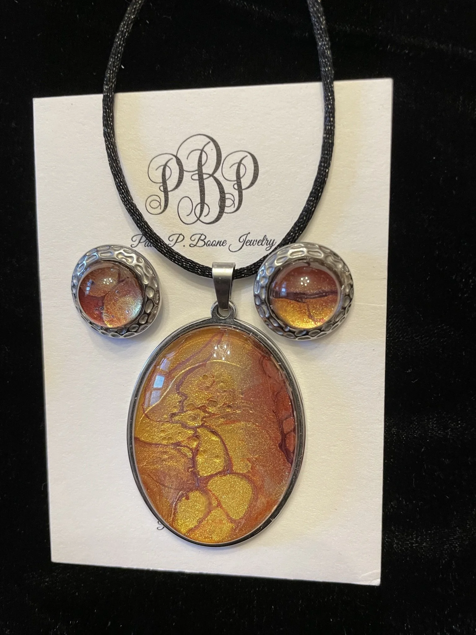 Fluid Art Pendent & Earrings
