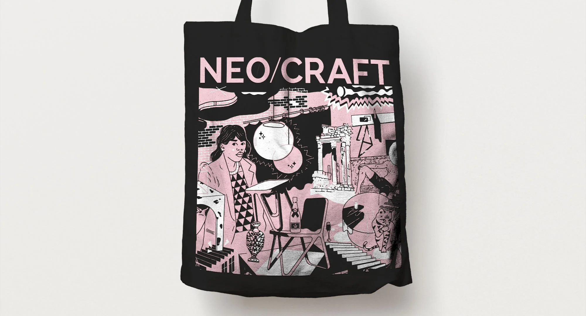 Stoffbeutel mit Illustration und Logo von NeoCraft