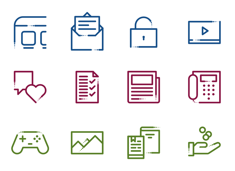 Icon-Familie der EVZ in verschiedenen Farben