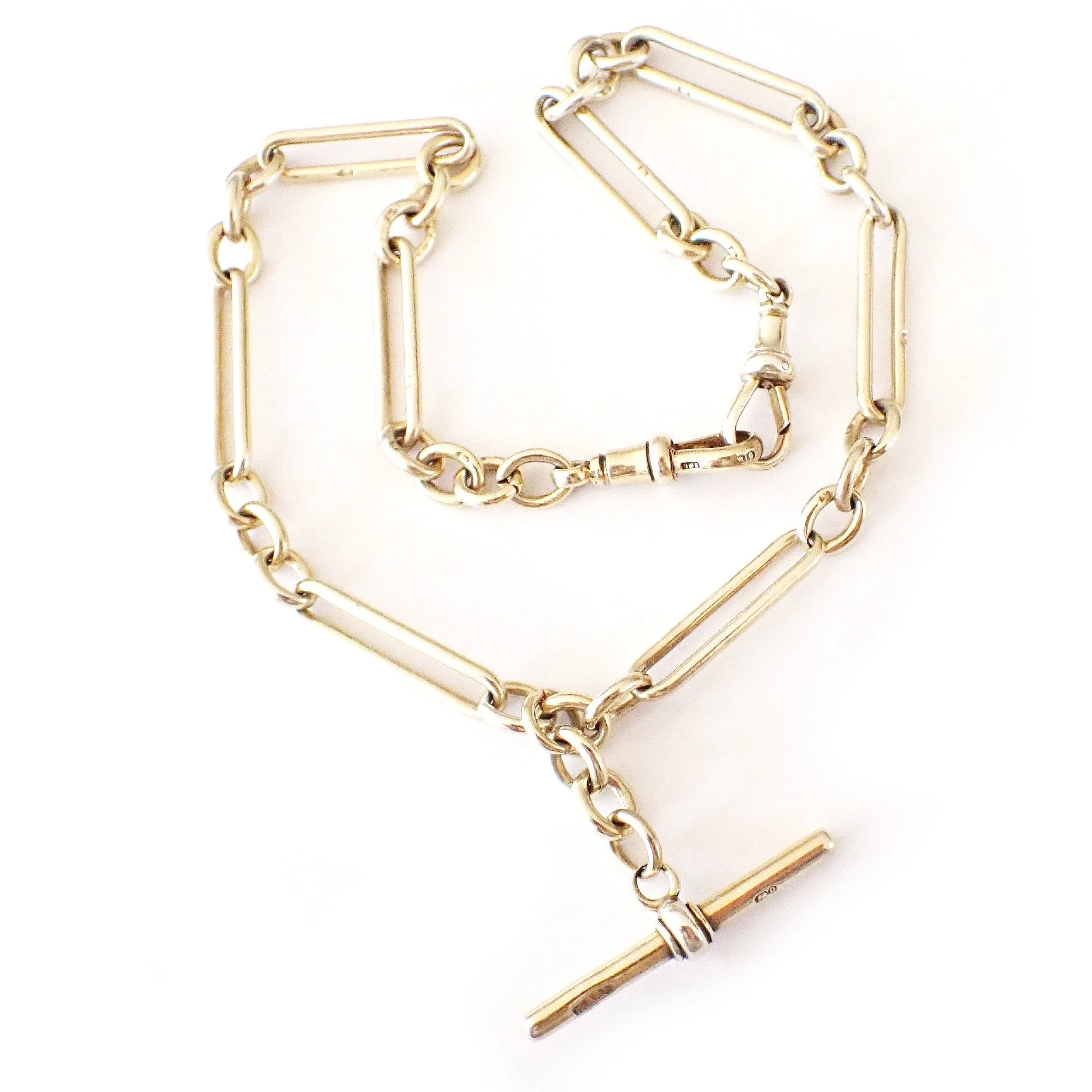 Victorian Trombone Link Watch Chain, 15 3/4"