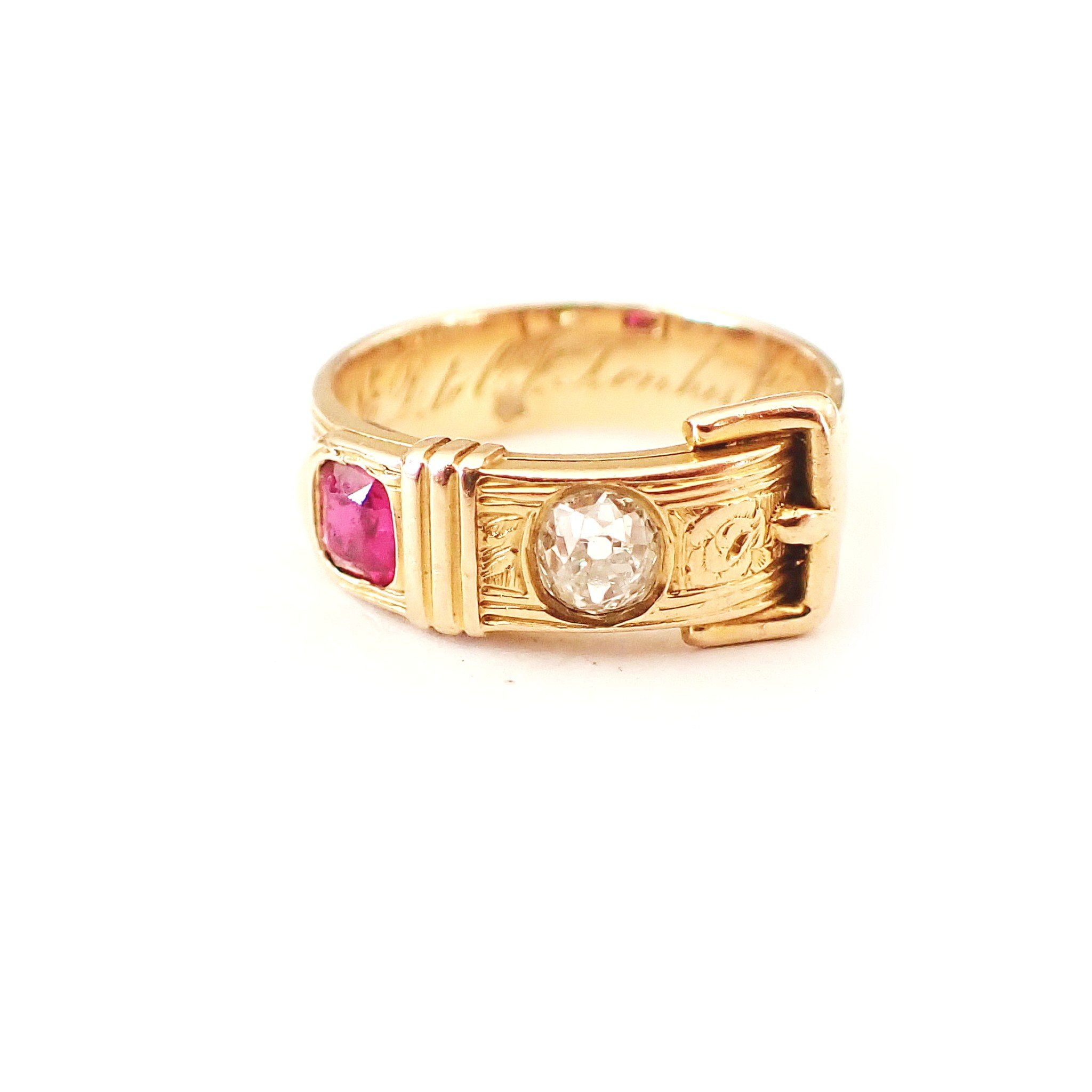 Victorian Diamond & Ruby Buckle Ring
